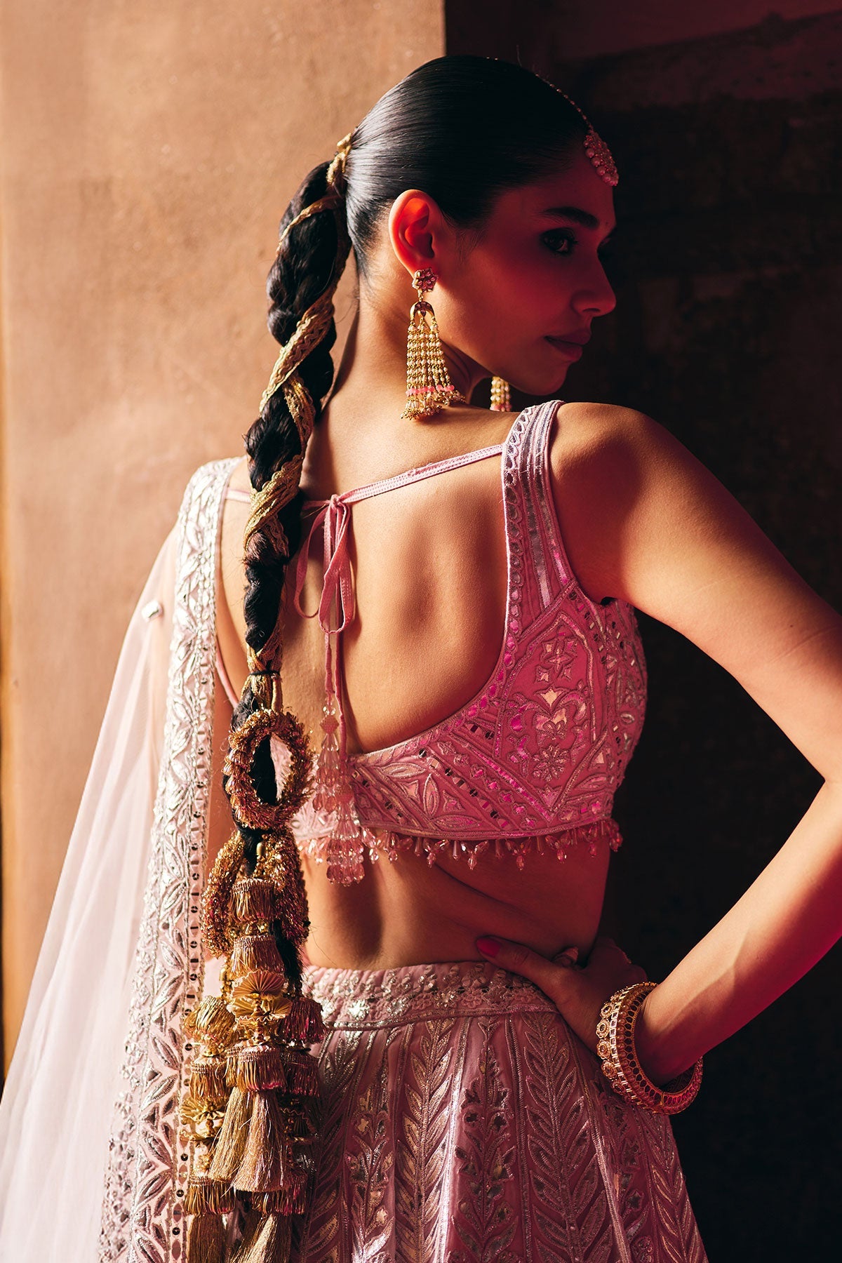 Blush Pink Organza Lehenga Set