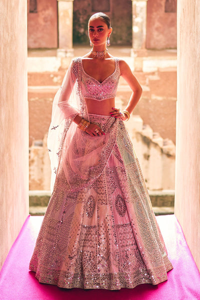 Multi Raw Silk Lehenga Set