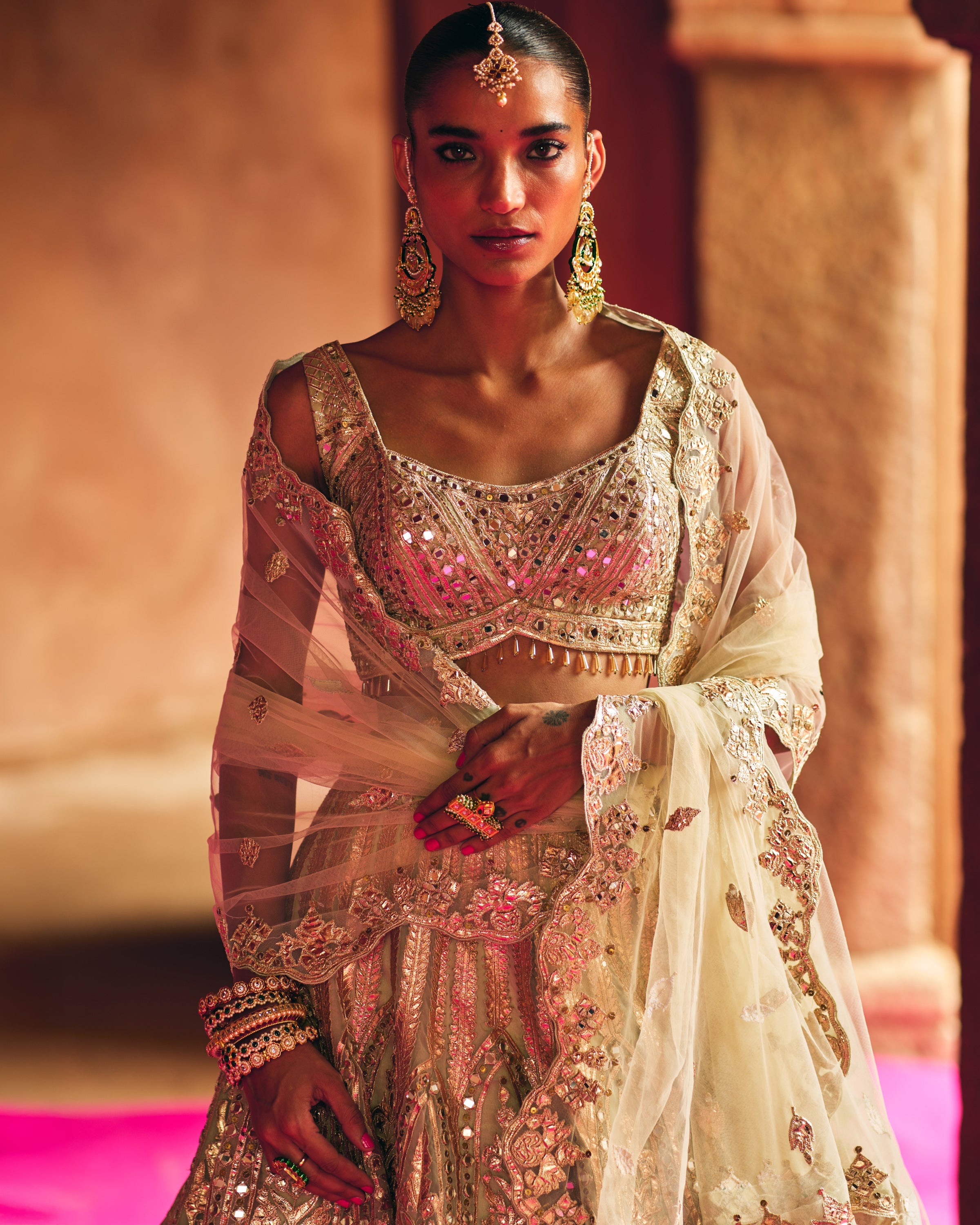 Mint Green Organza Lehenga Set