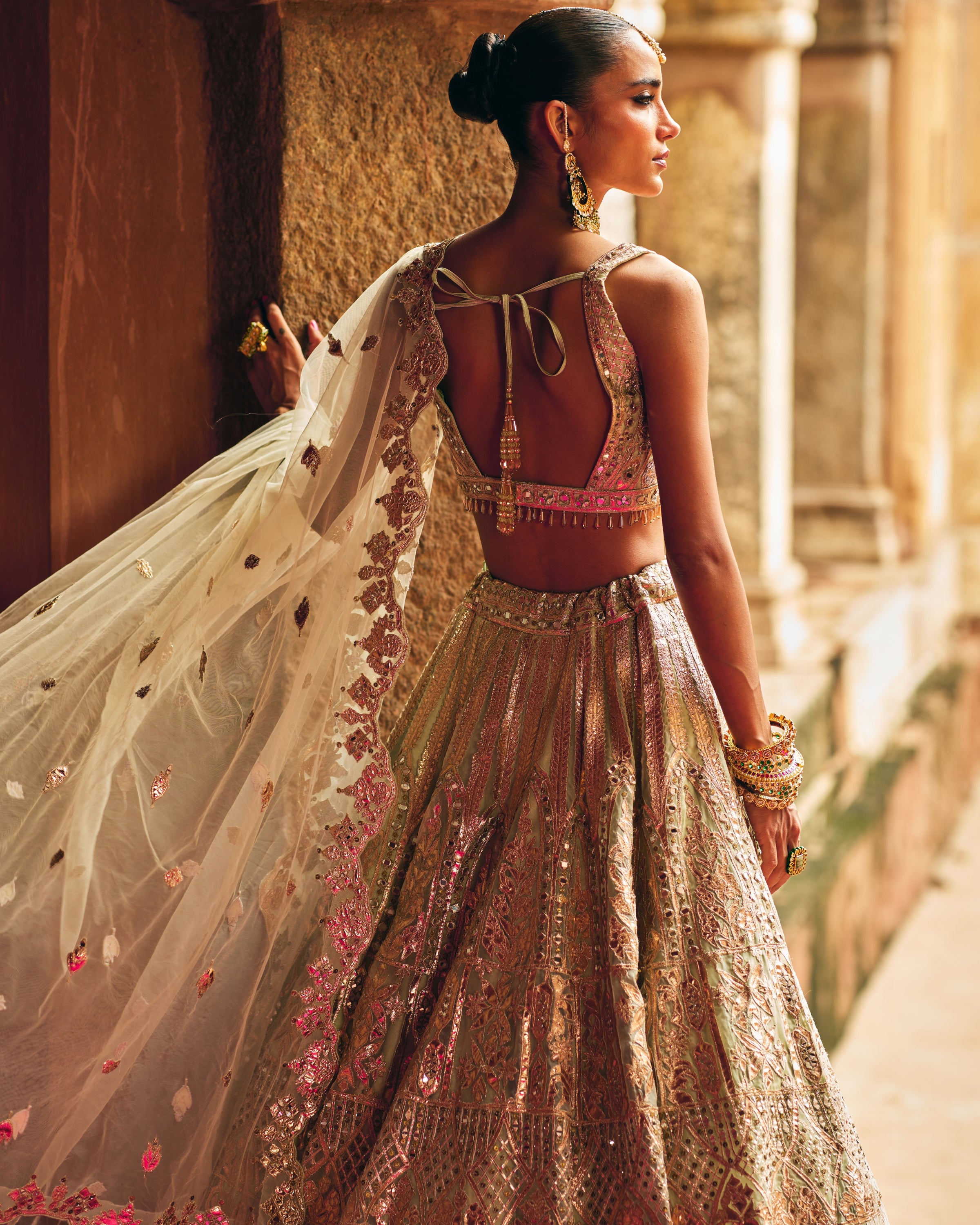 Mint Green Organza Lehenga Set