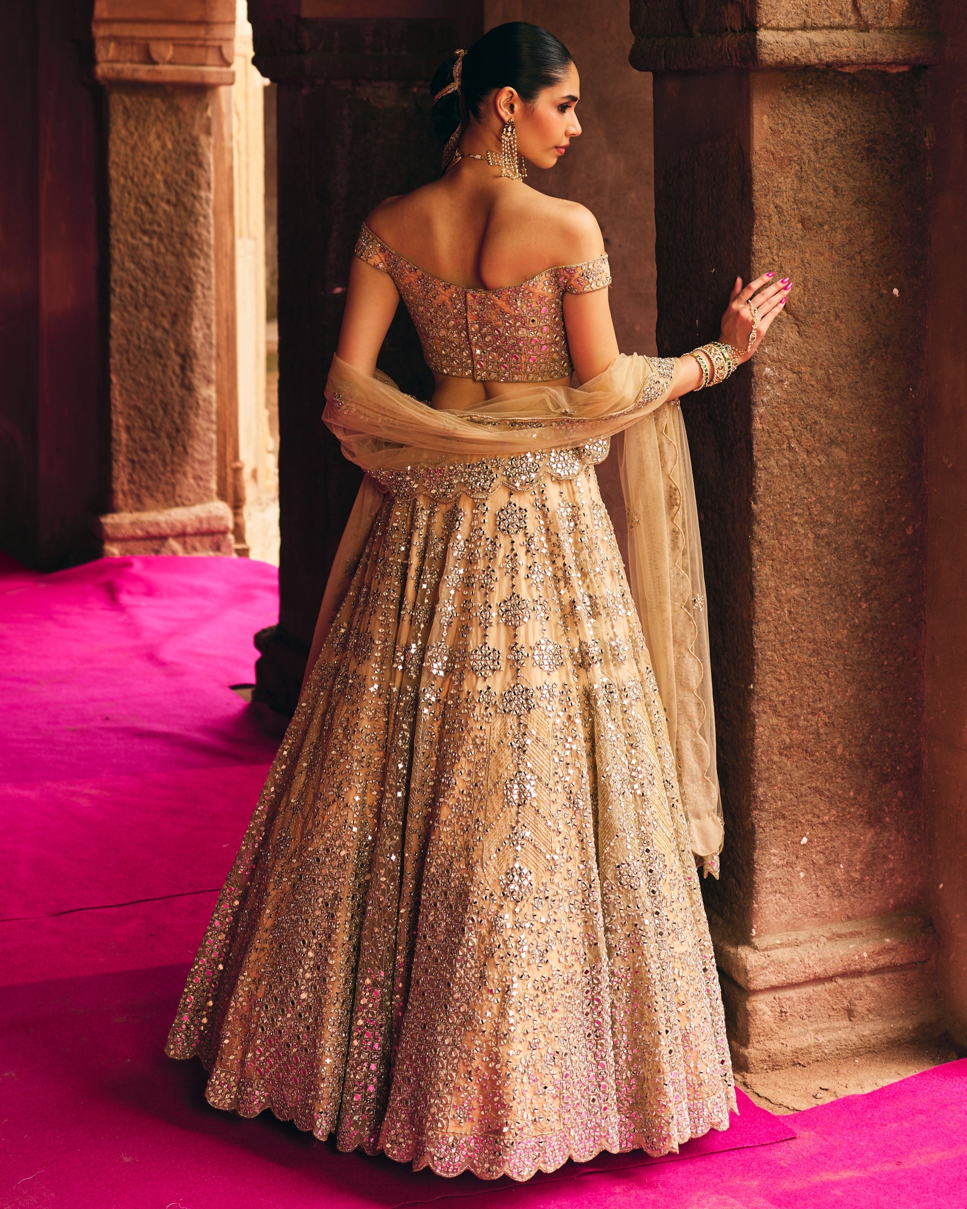 Gold Organza Lehenga Set