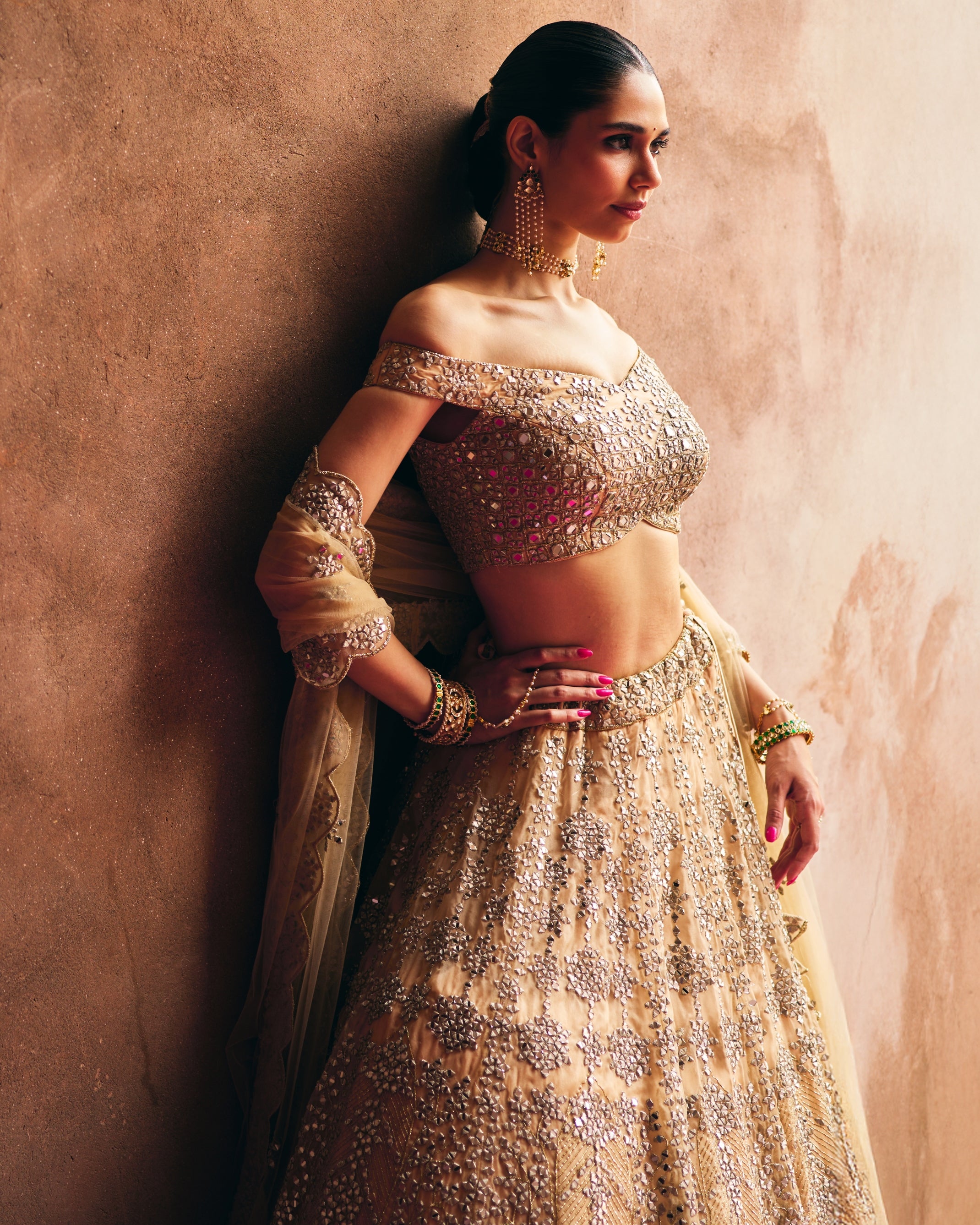 Gold Organza Lehenga Set