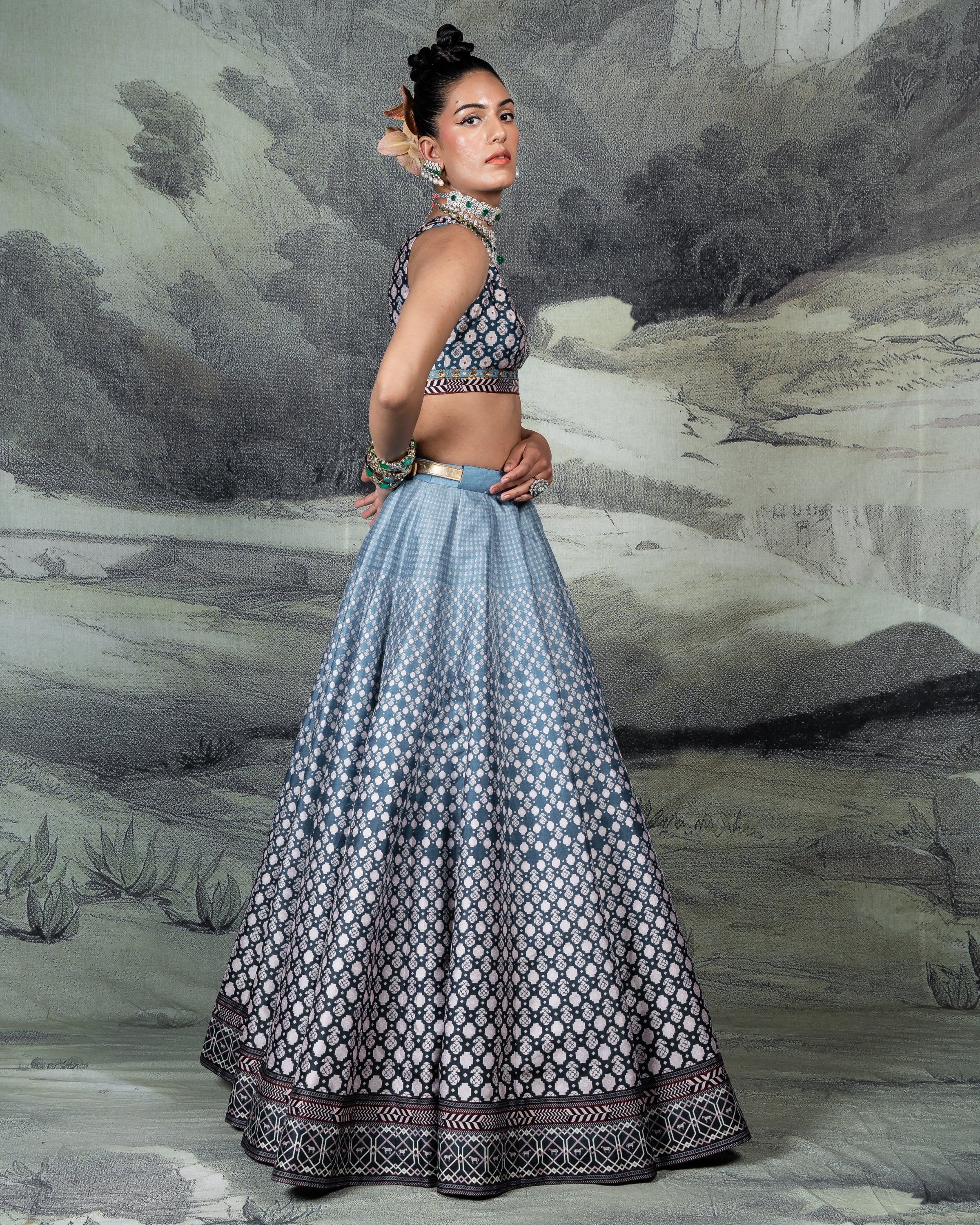 Cerulean Blue Skirt Set