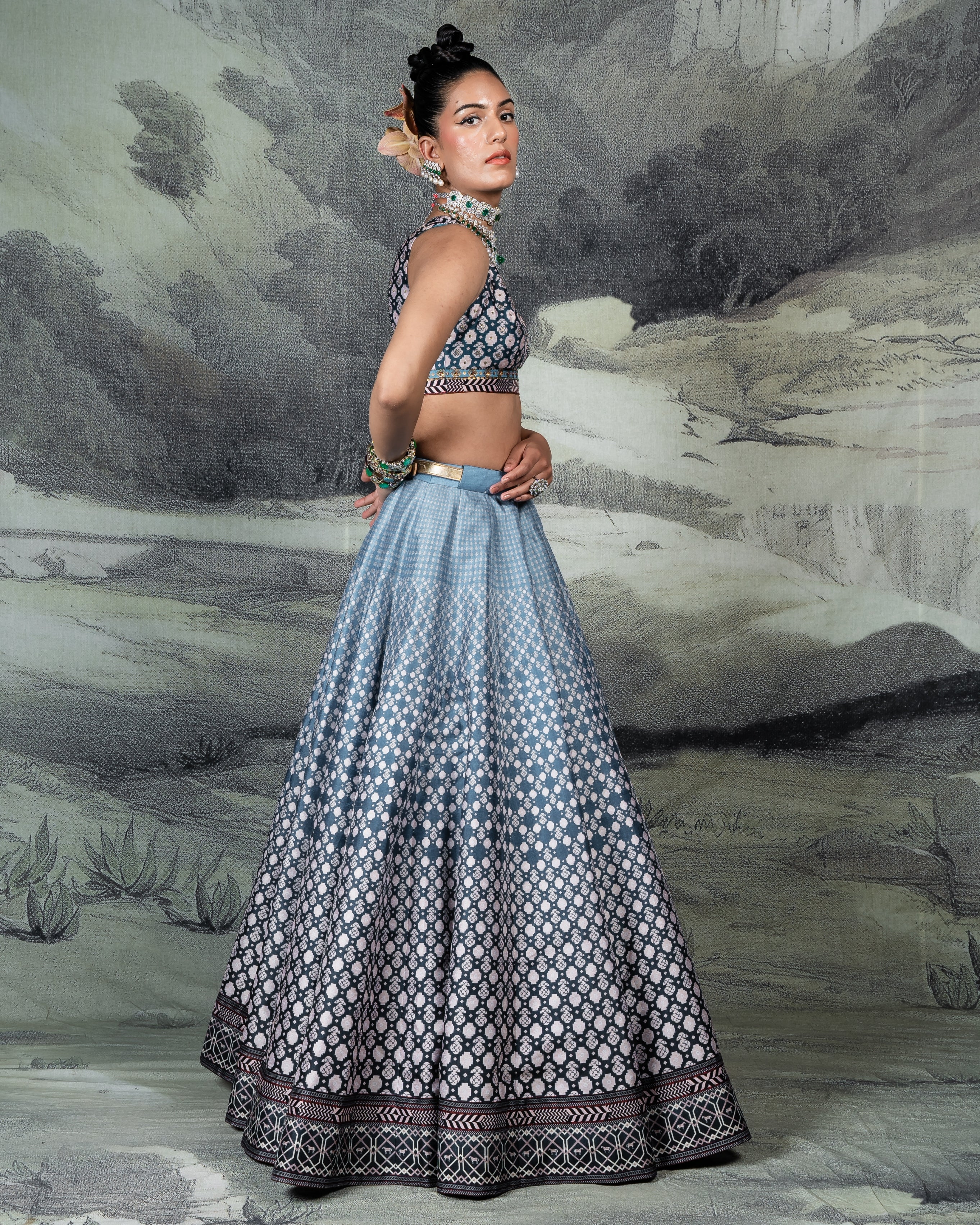 Cerulean Blue Skirt Set