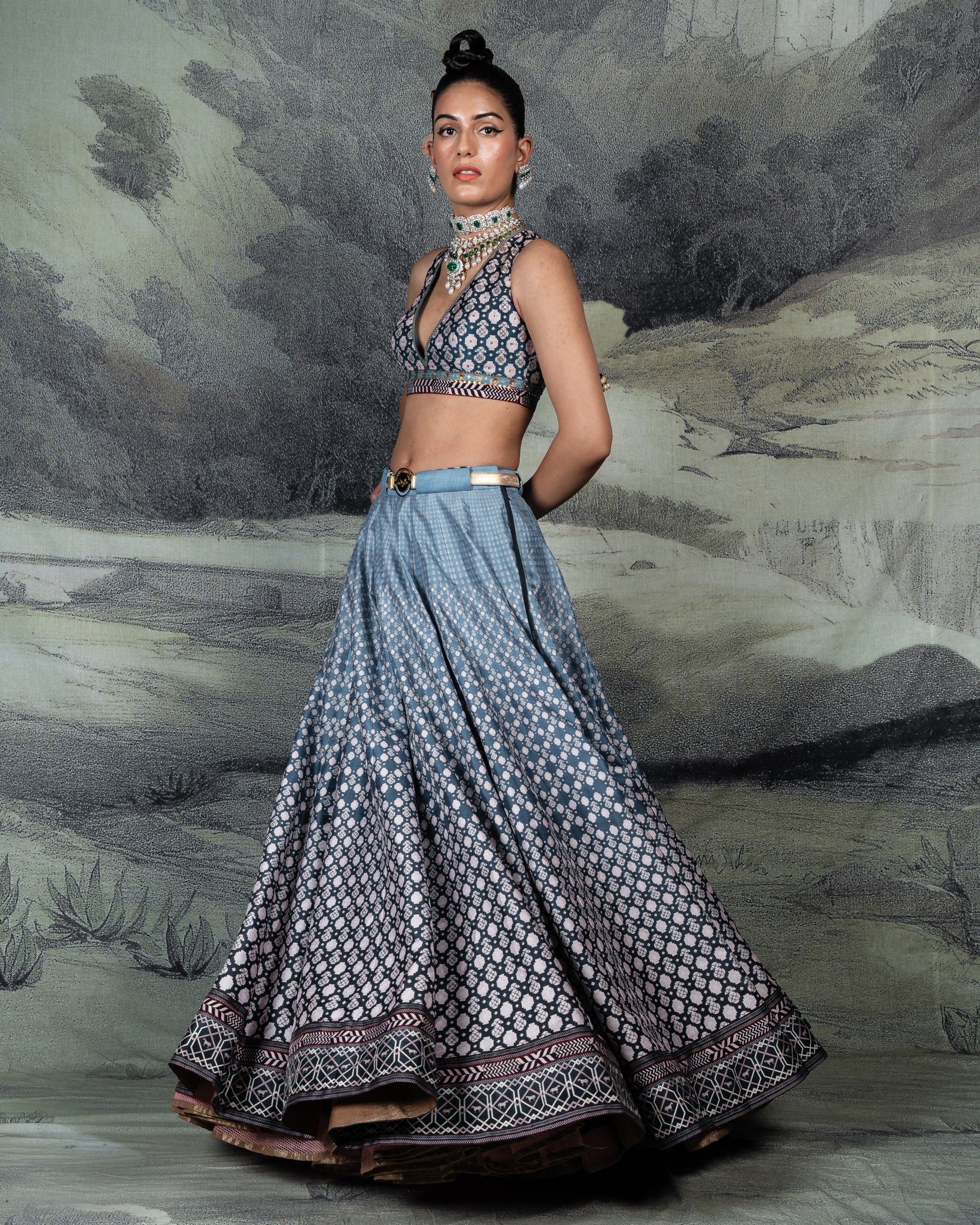 Cerulean Blue Skirt Set