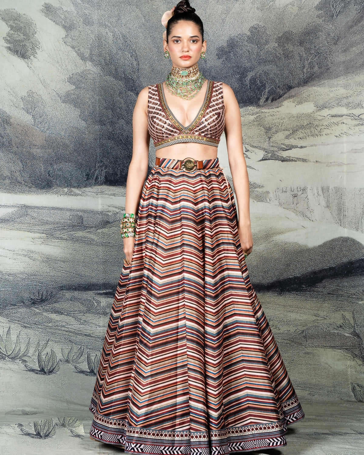 Multi-Hued Pink Skirt Set