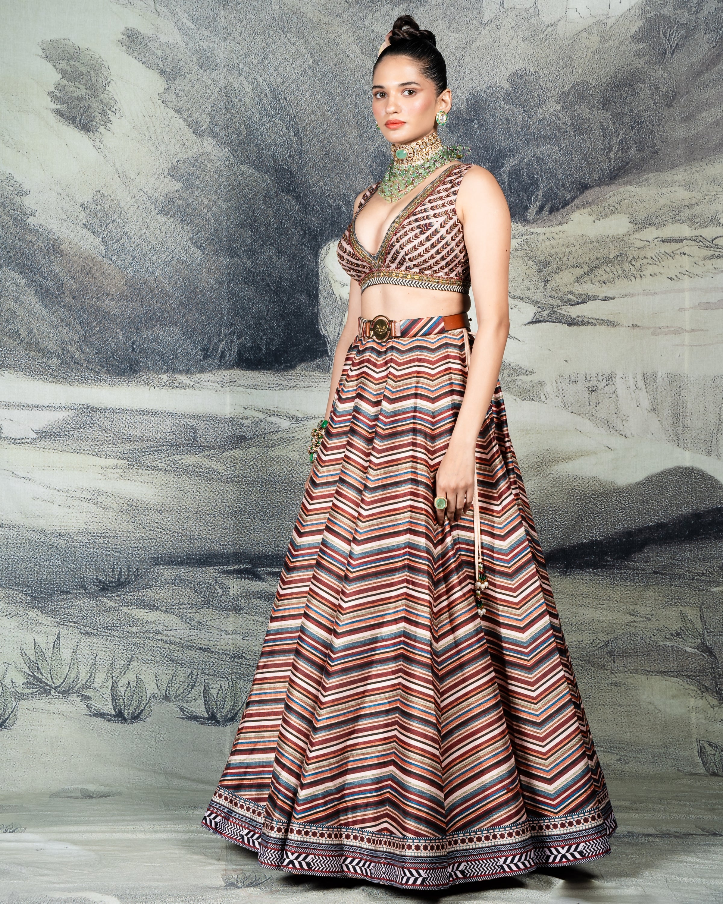 Multi-Hued Pink Skirt Set