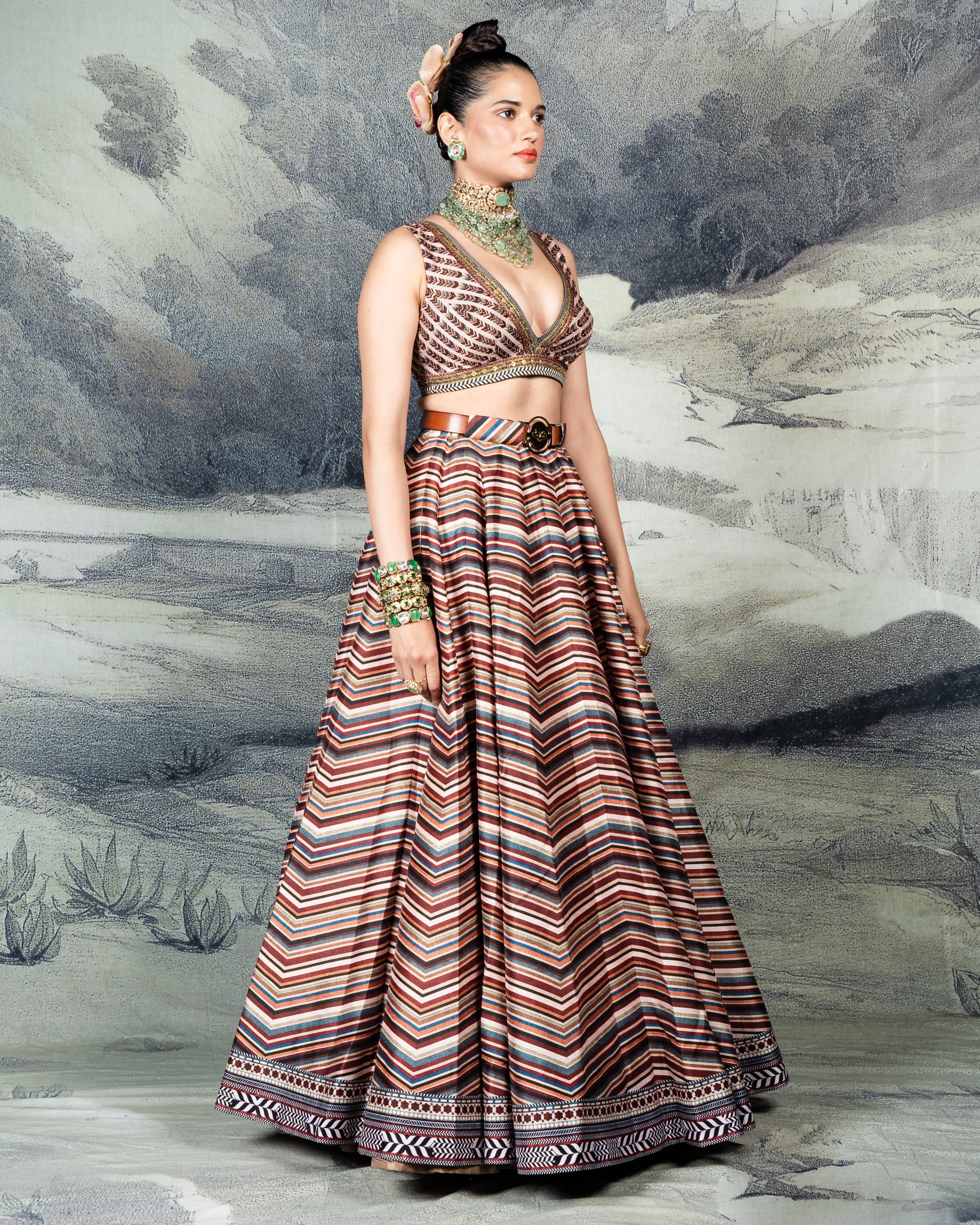 Multi-Hued Pink Skirt Set