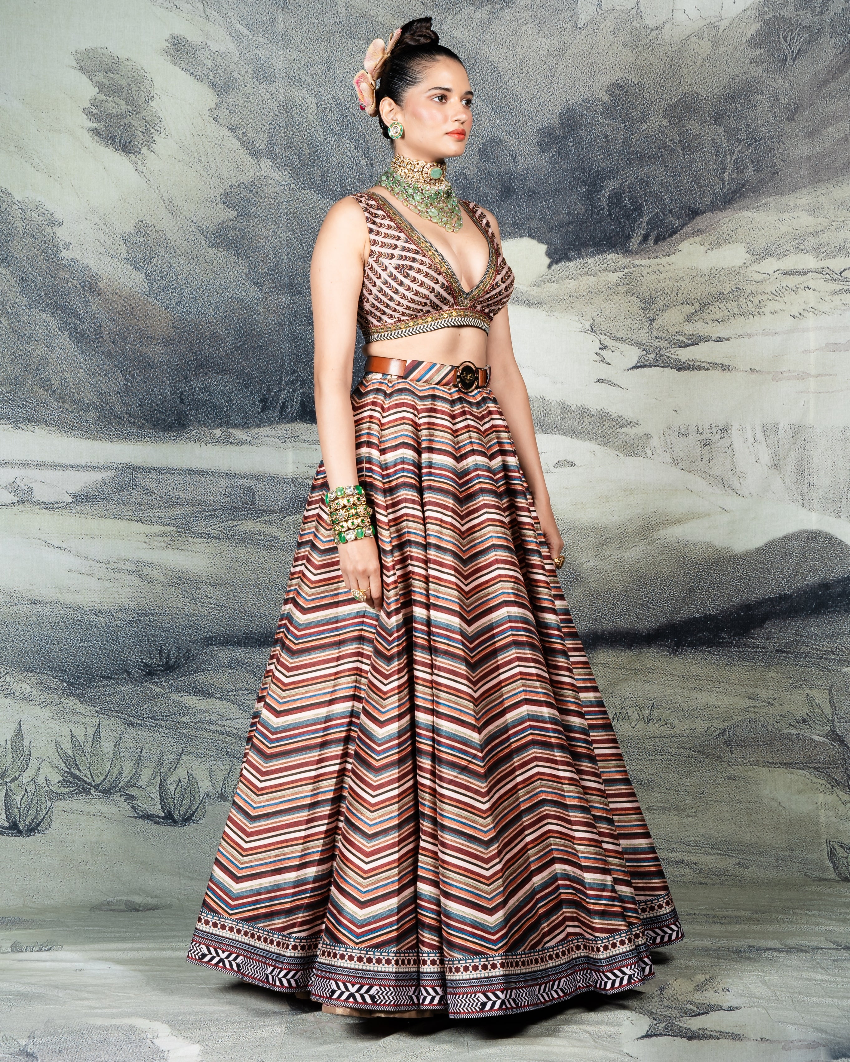 Multi-Hued Pink Skirt Set