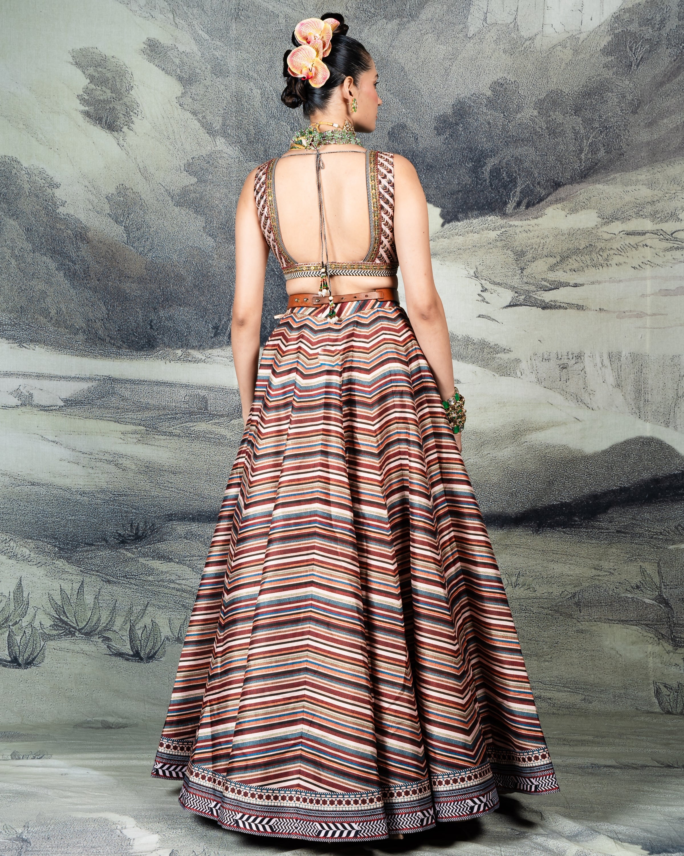 Multi-Hued Pink Skirt Set