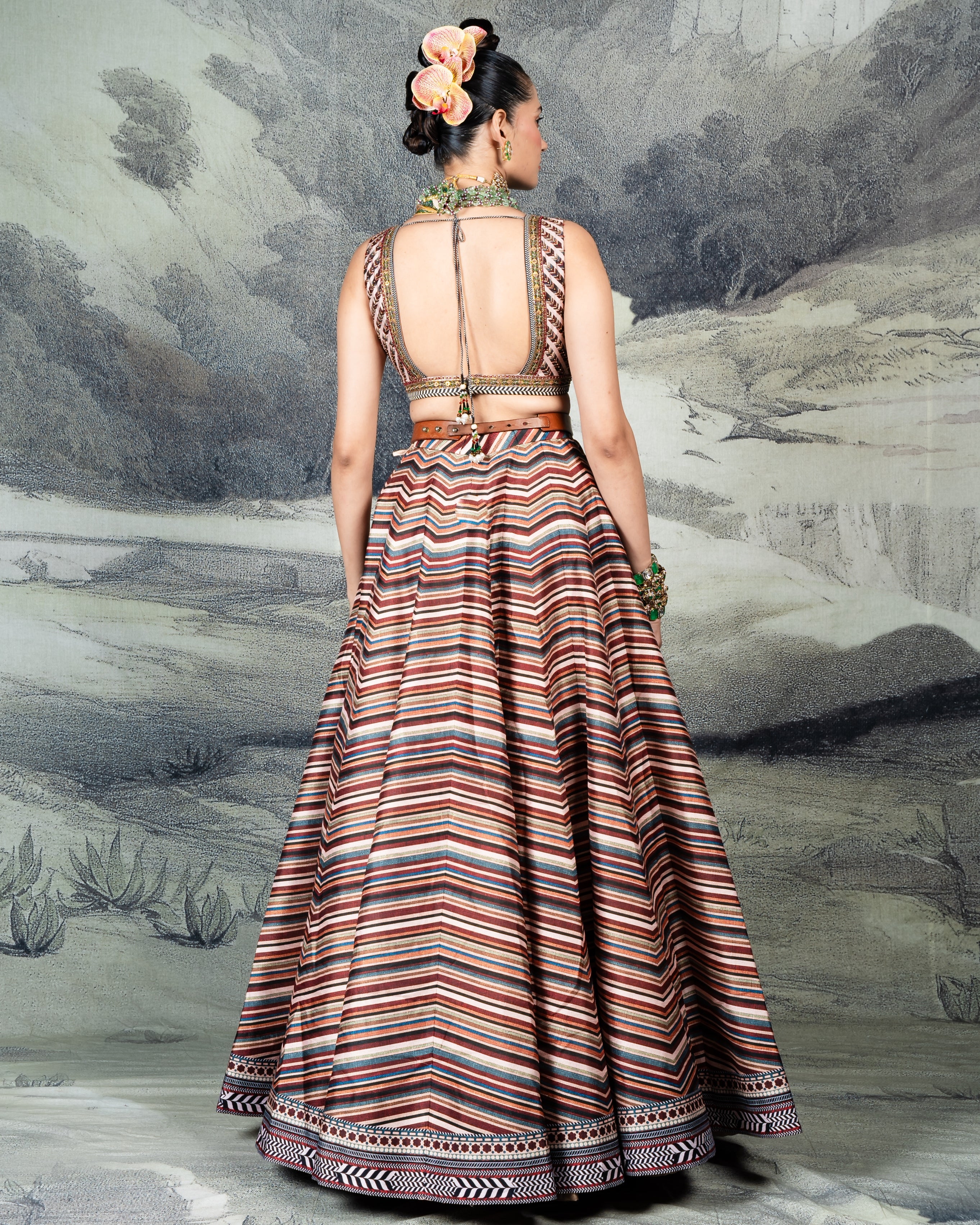 Multi-Hued Pink Skirt Set