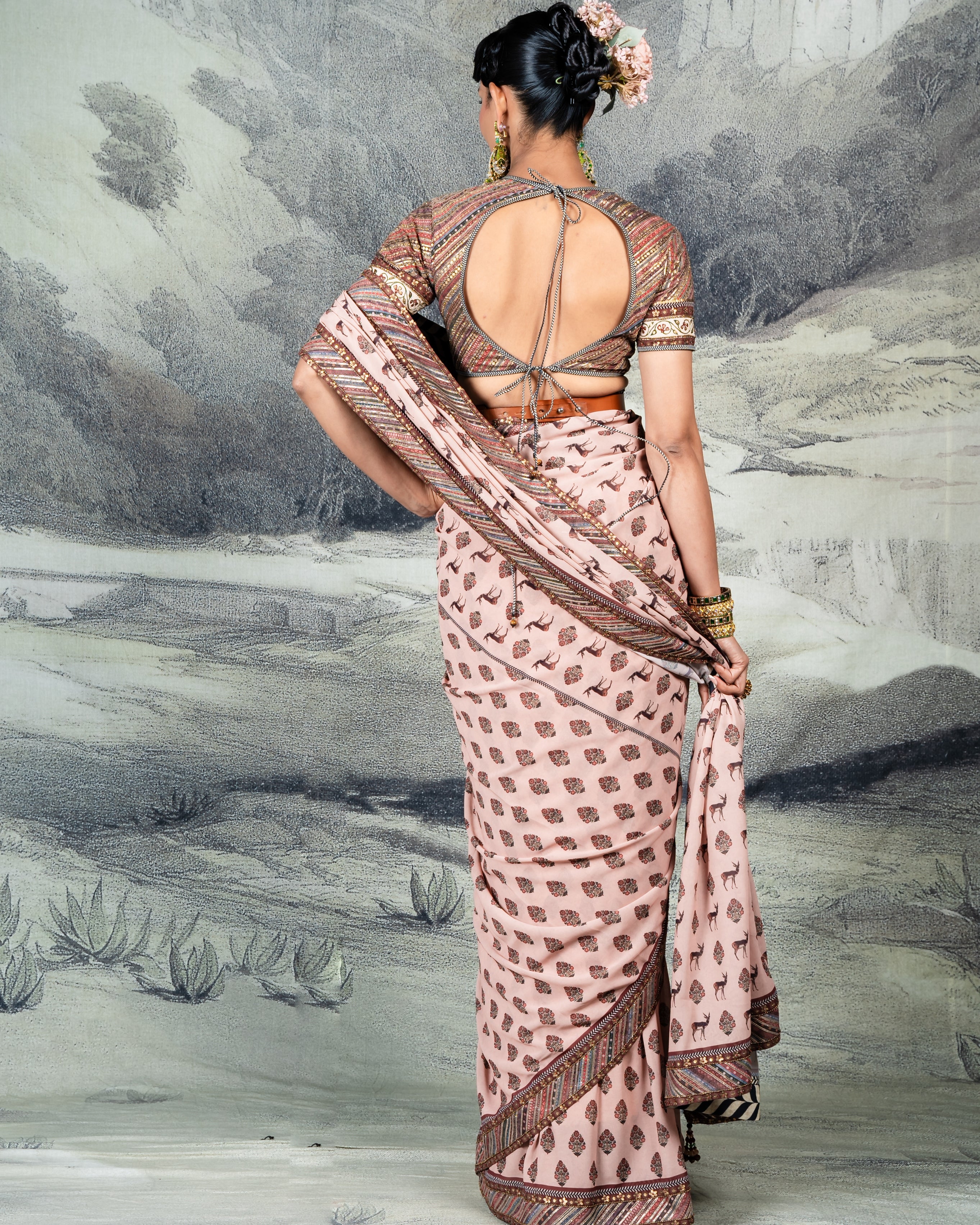 Char Blush Pink Sari Set