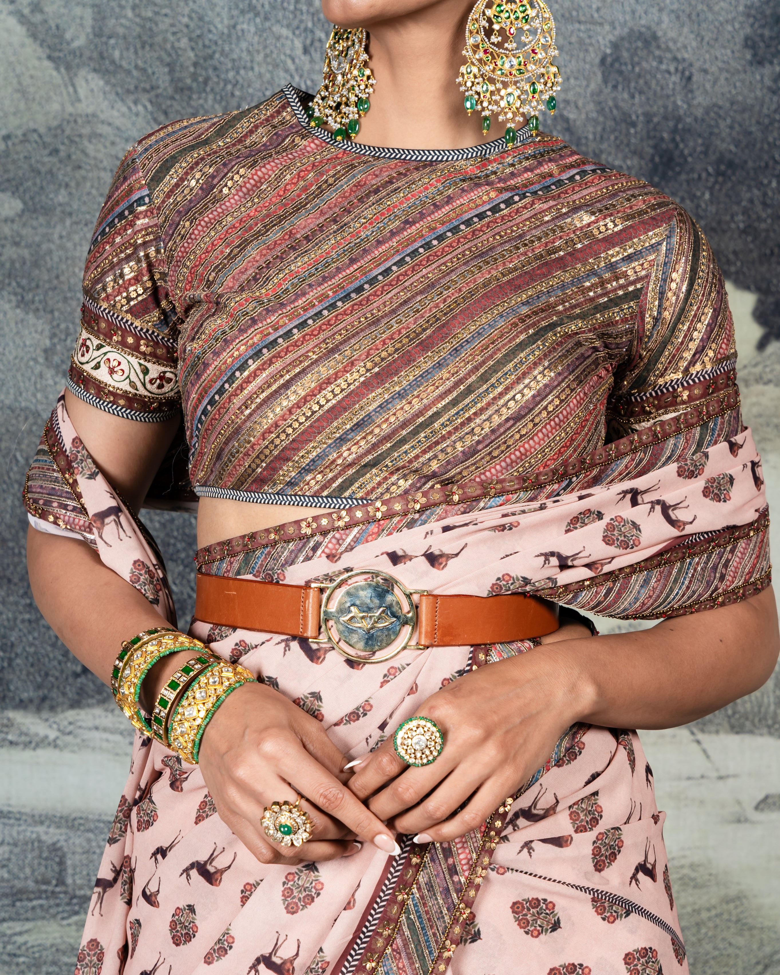 Char Blush Pink Sari Set