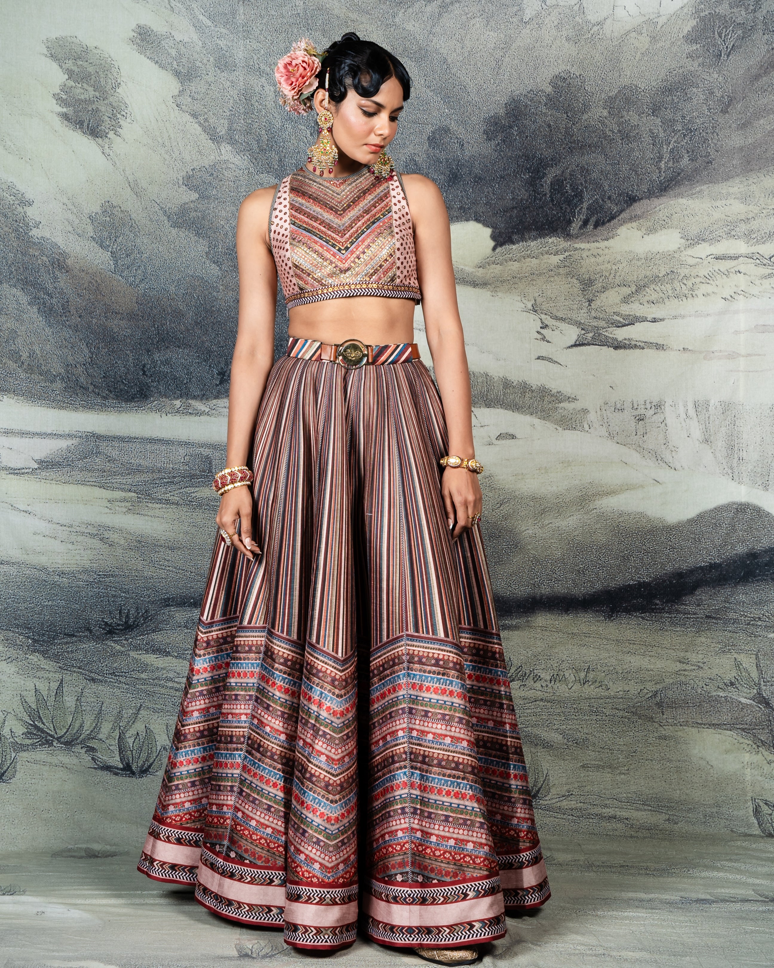 Multi-Hued Skirt Set