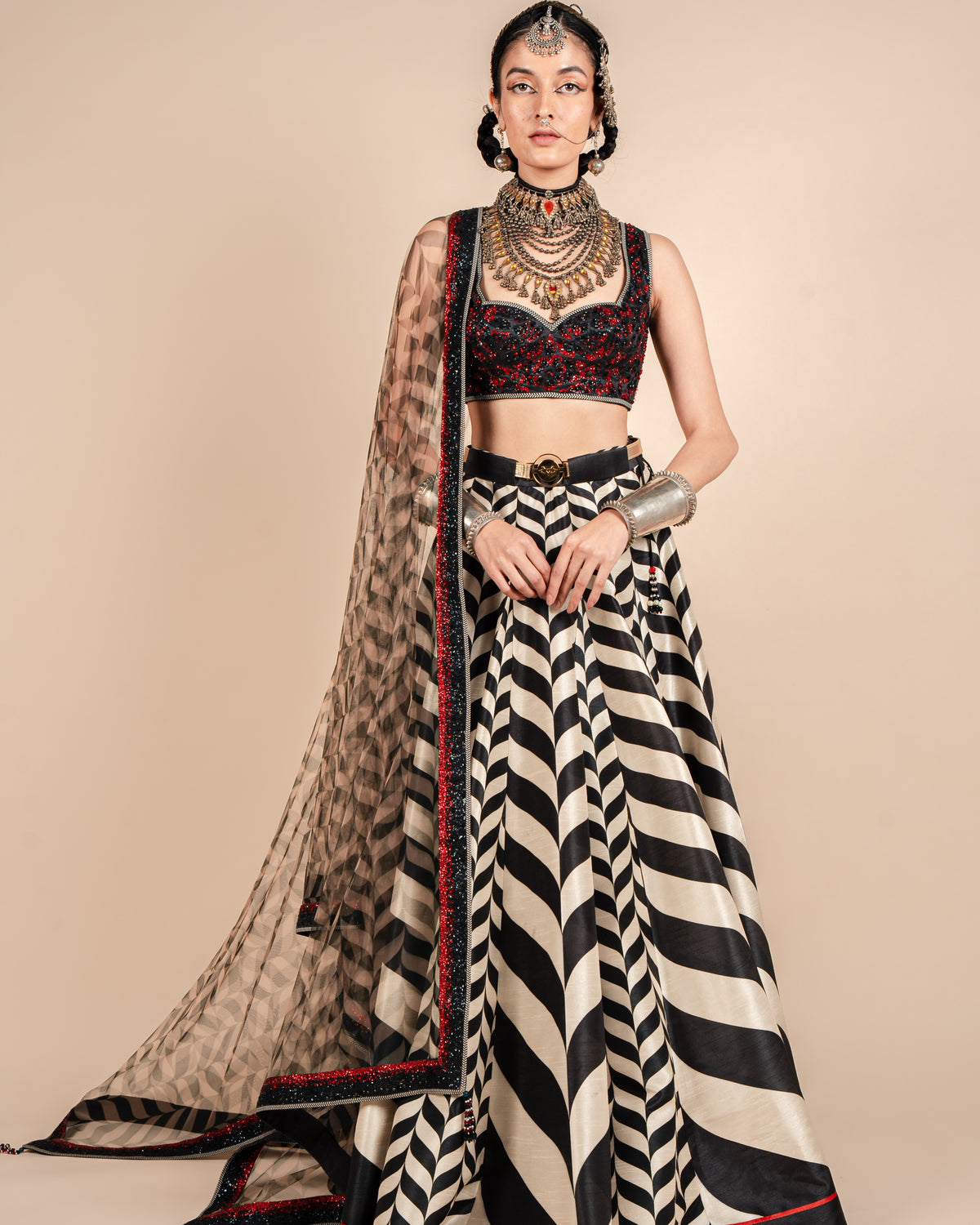 Chevron Godet Skirt Set