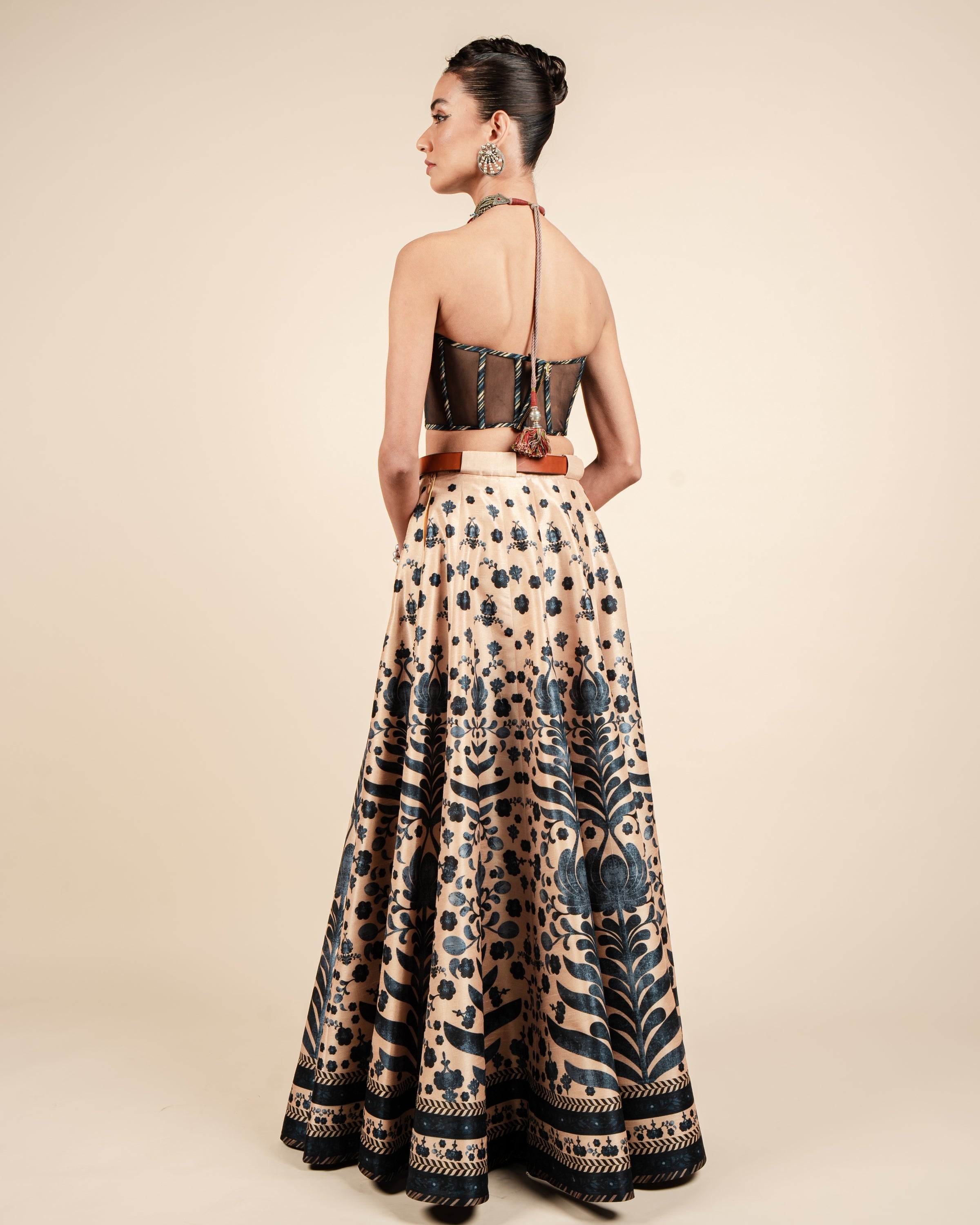 Midnight Blue Corset Skirt Set