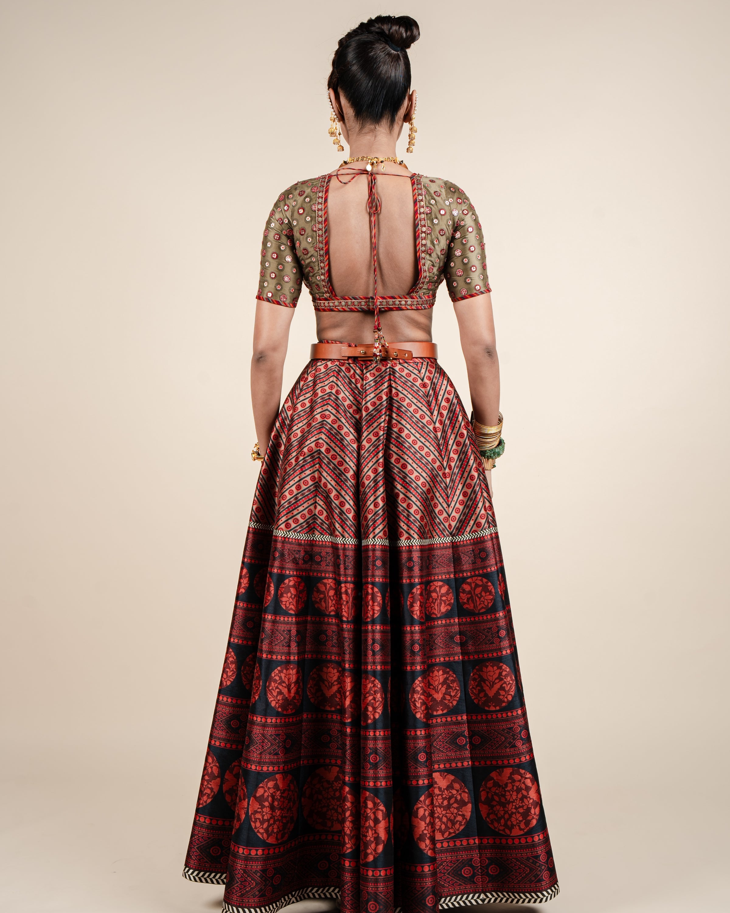 Carmine Red Skirt Set