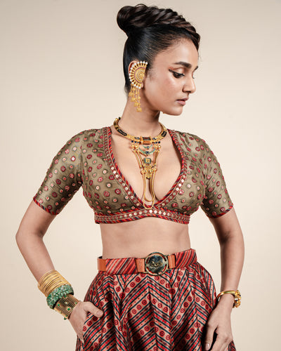 Carmine Red Skirt Set