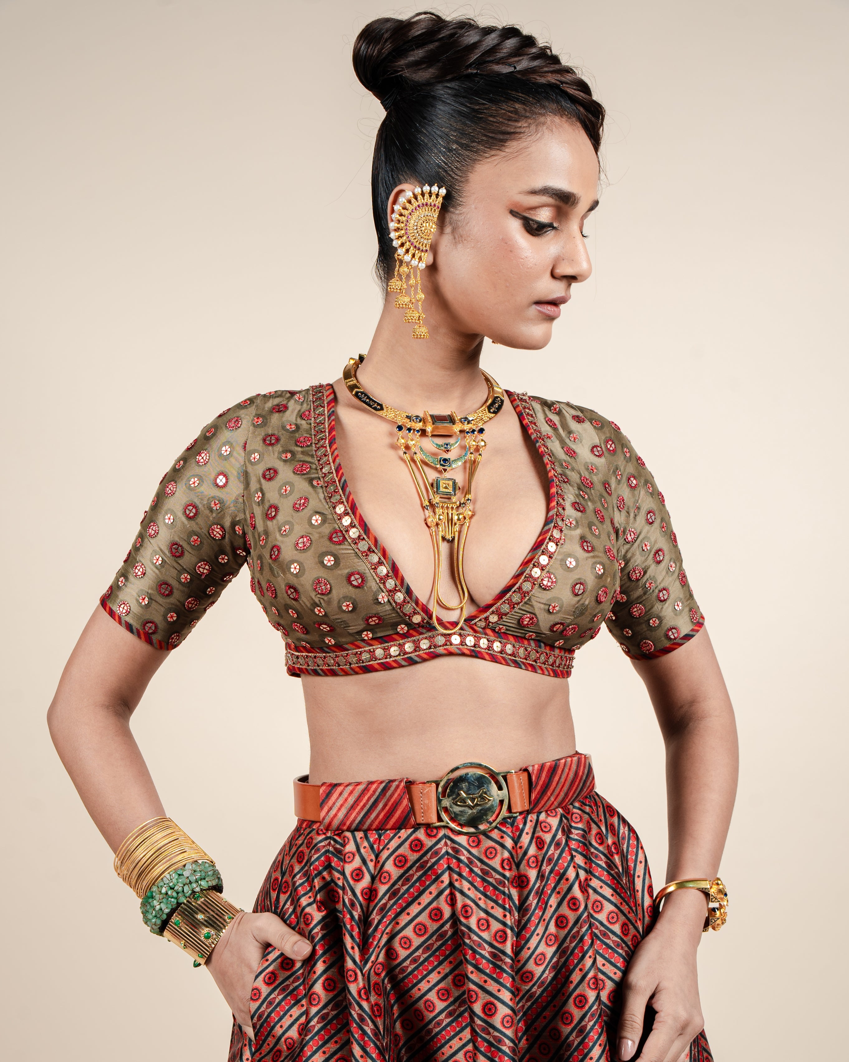 Carmine Red Skirt Set