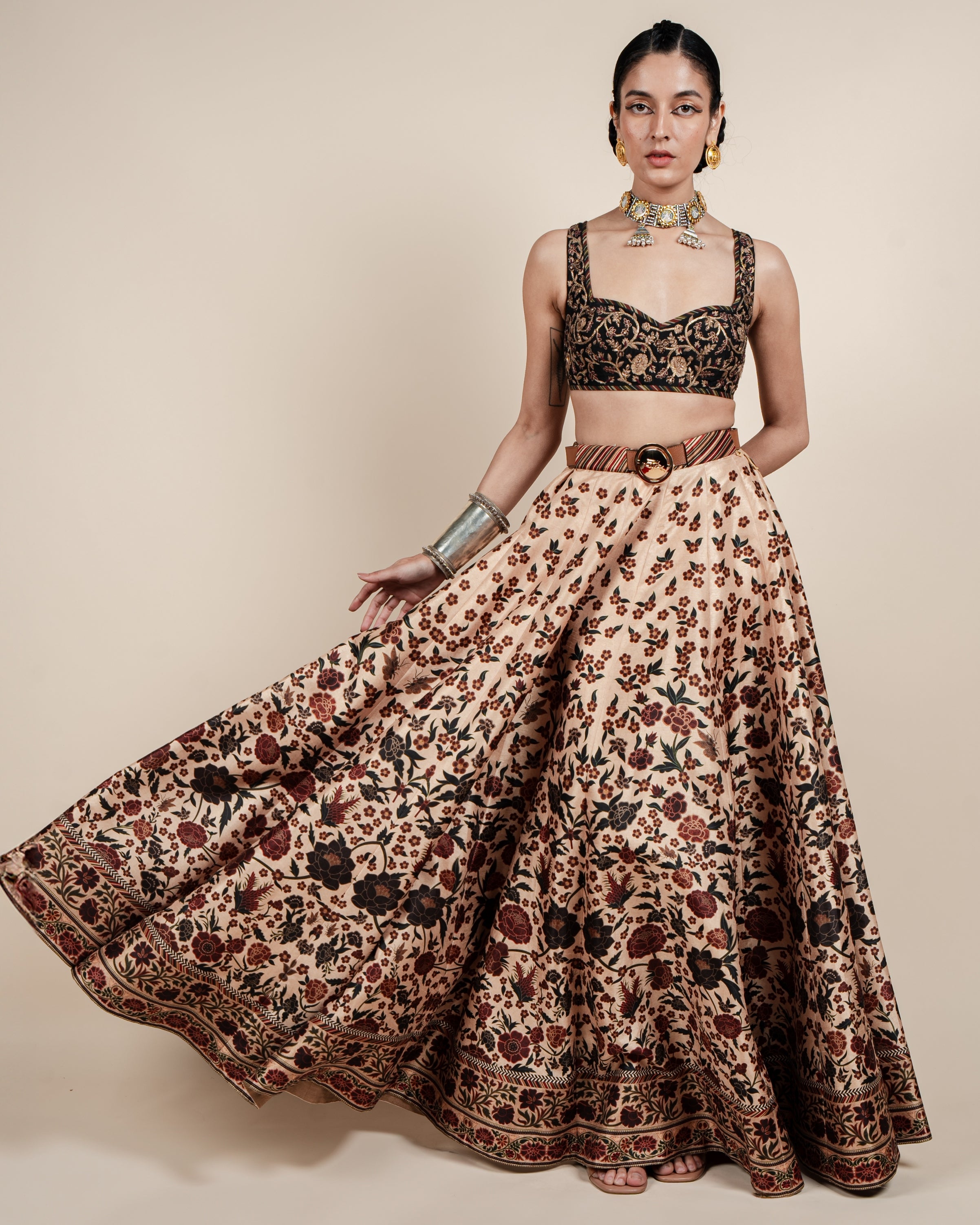 Pearl Beige Skirt Set