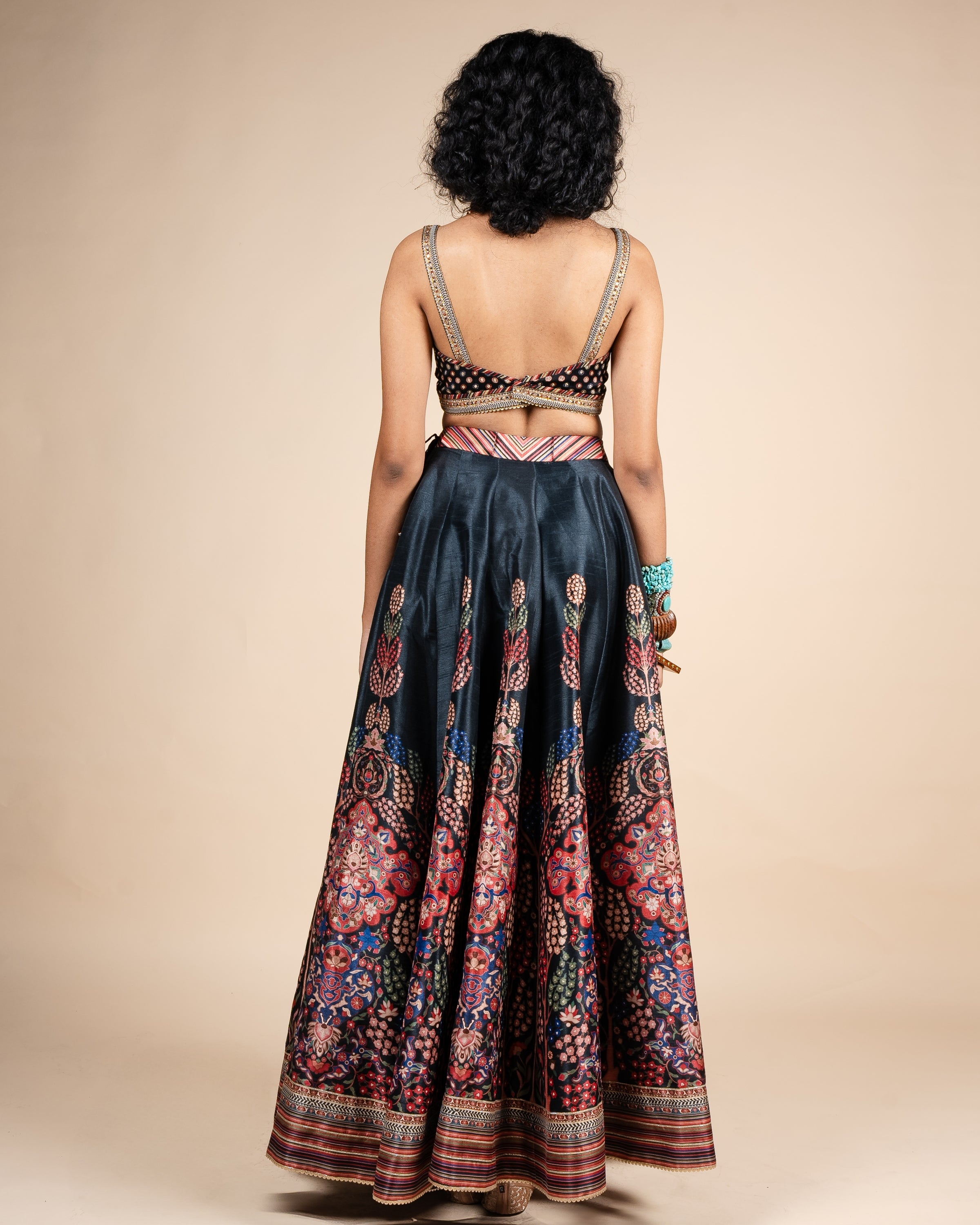 Midnight Blue Floral Print Skirt Set