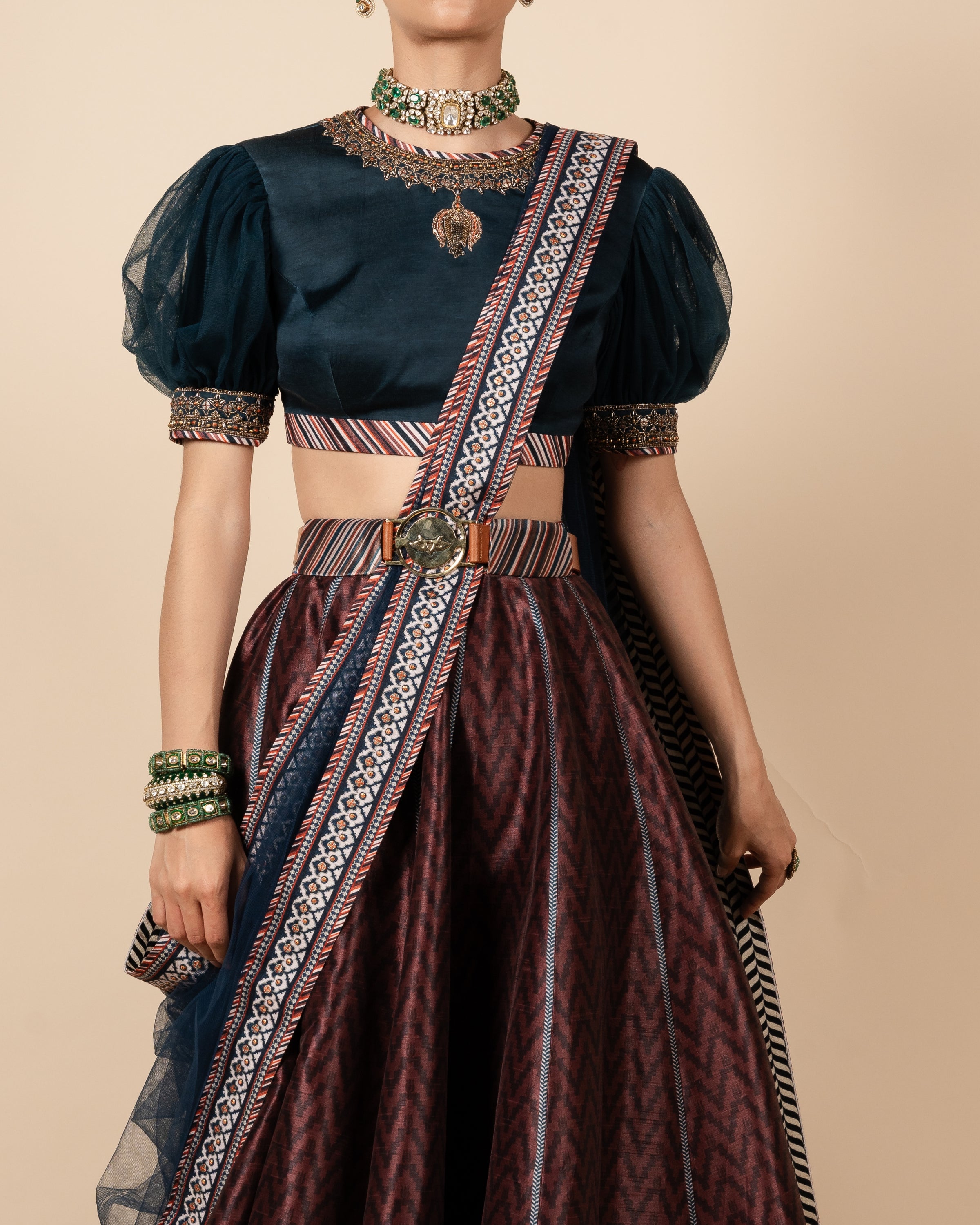 Prussian Blue - Rust Skirt Set