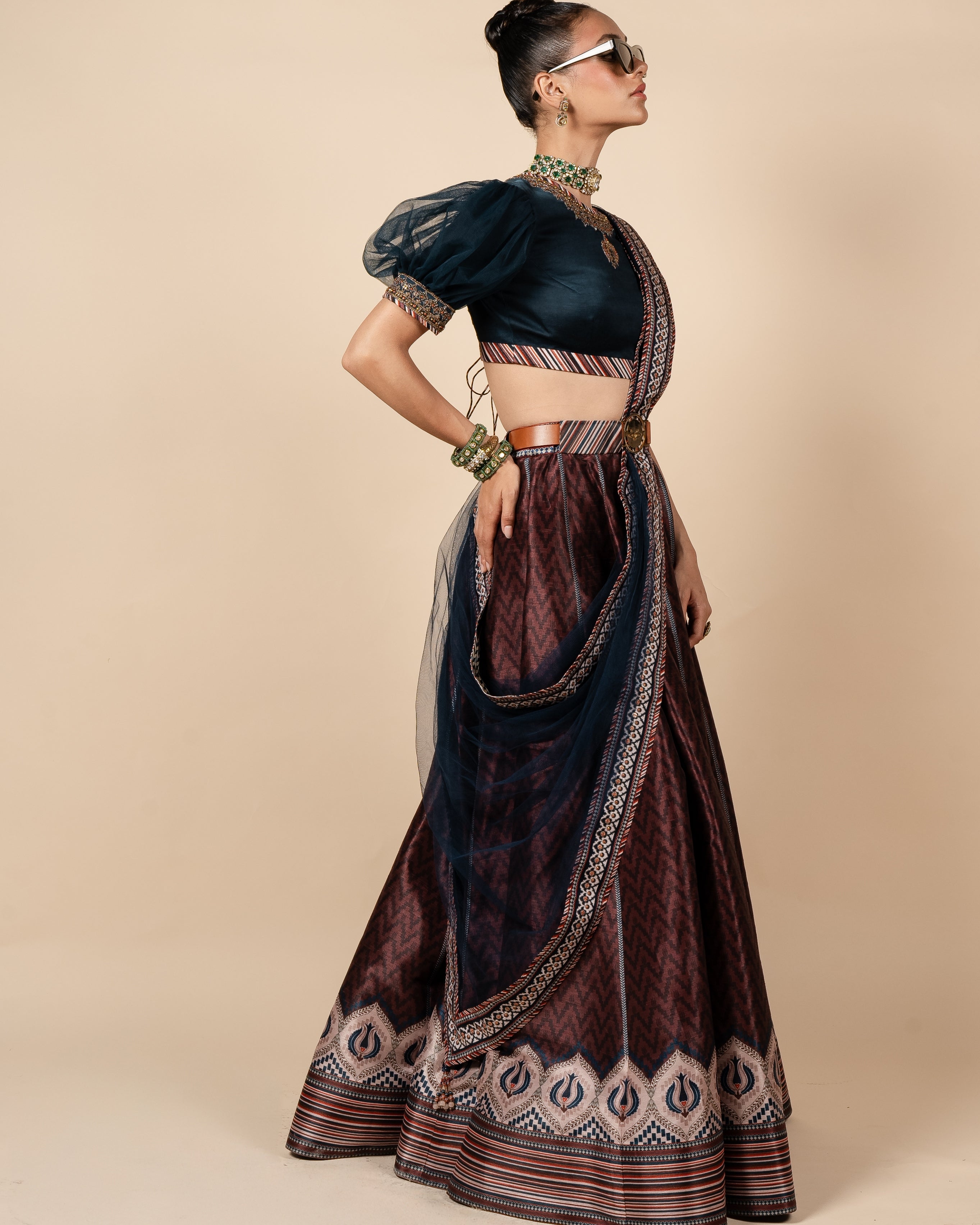 Prussian Blue - Rust Skirt Set