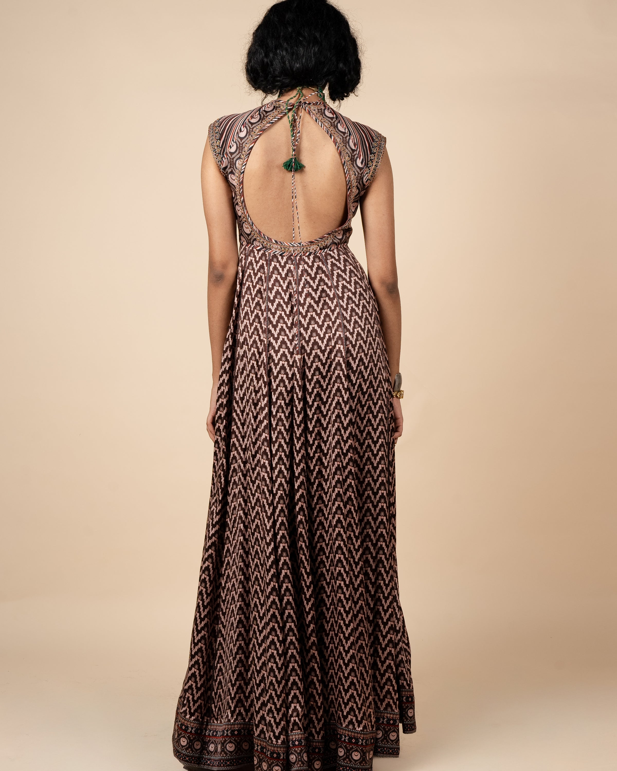 Umber Brown Printed Anarkali