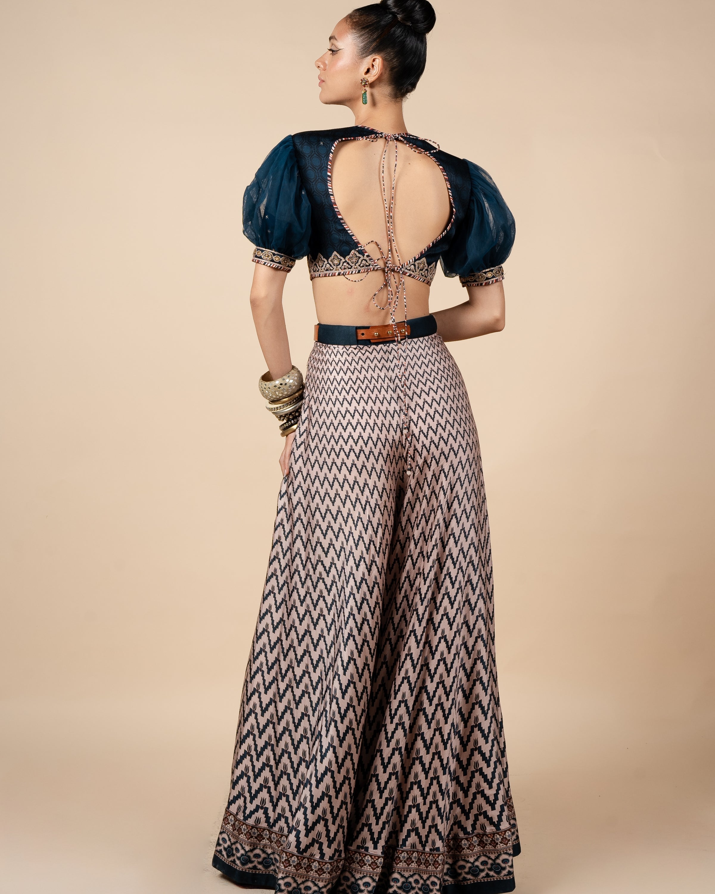 Midnight Blue And Nugrey Sharara Set