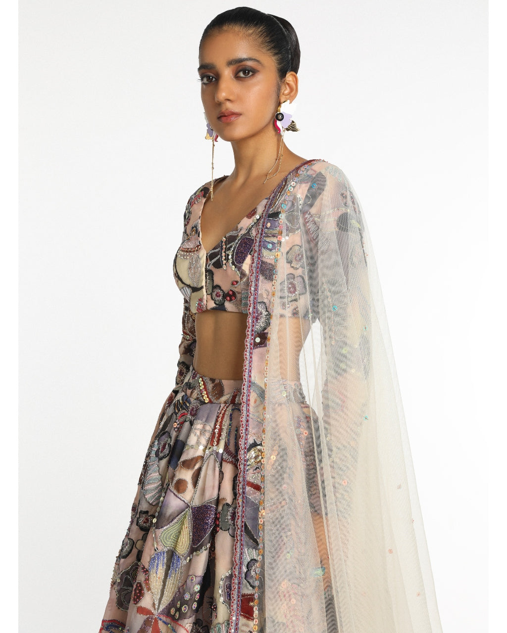 Mist Purple Iriscent Lehenga Set