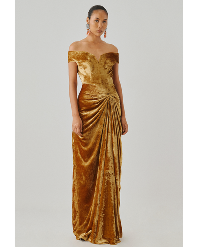 Molten Gold Offshoulder Gown