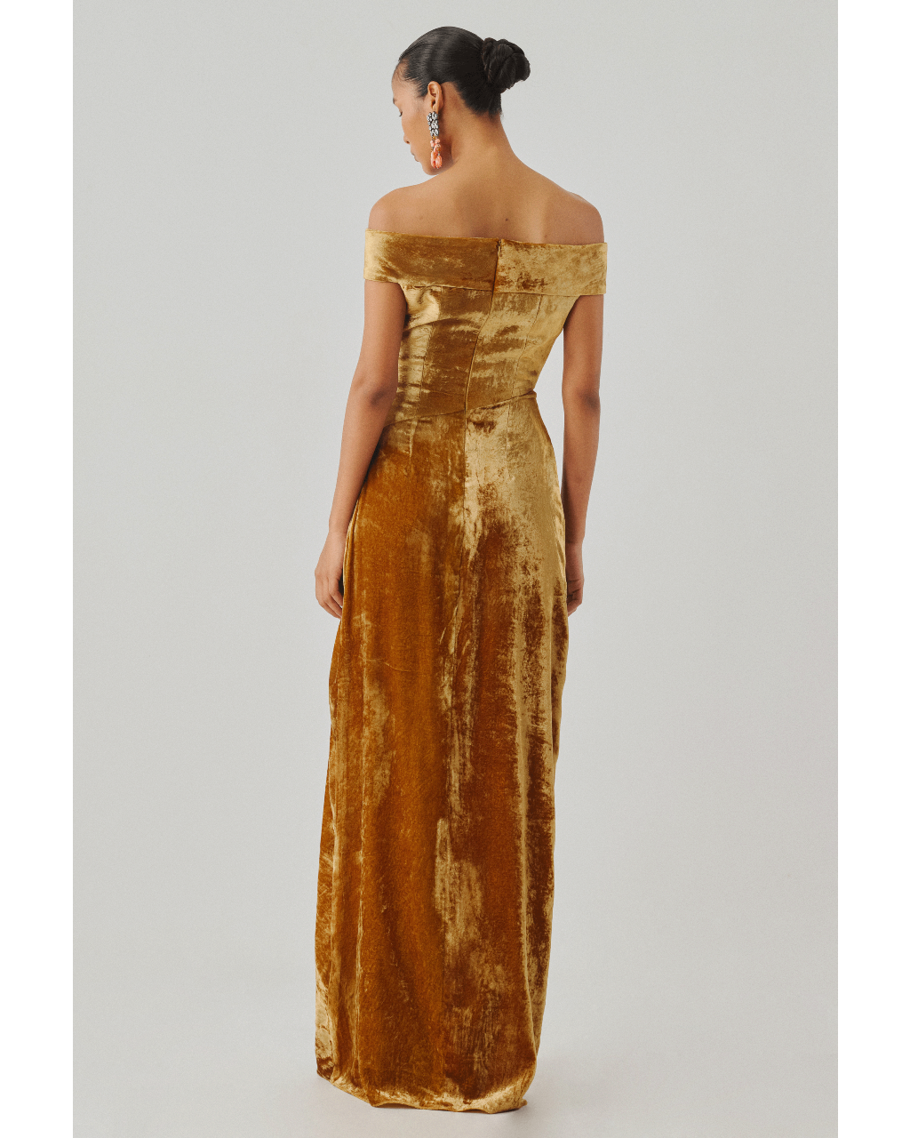 Molten Gold Offshoulder Gown