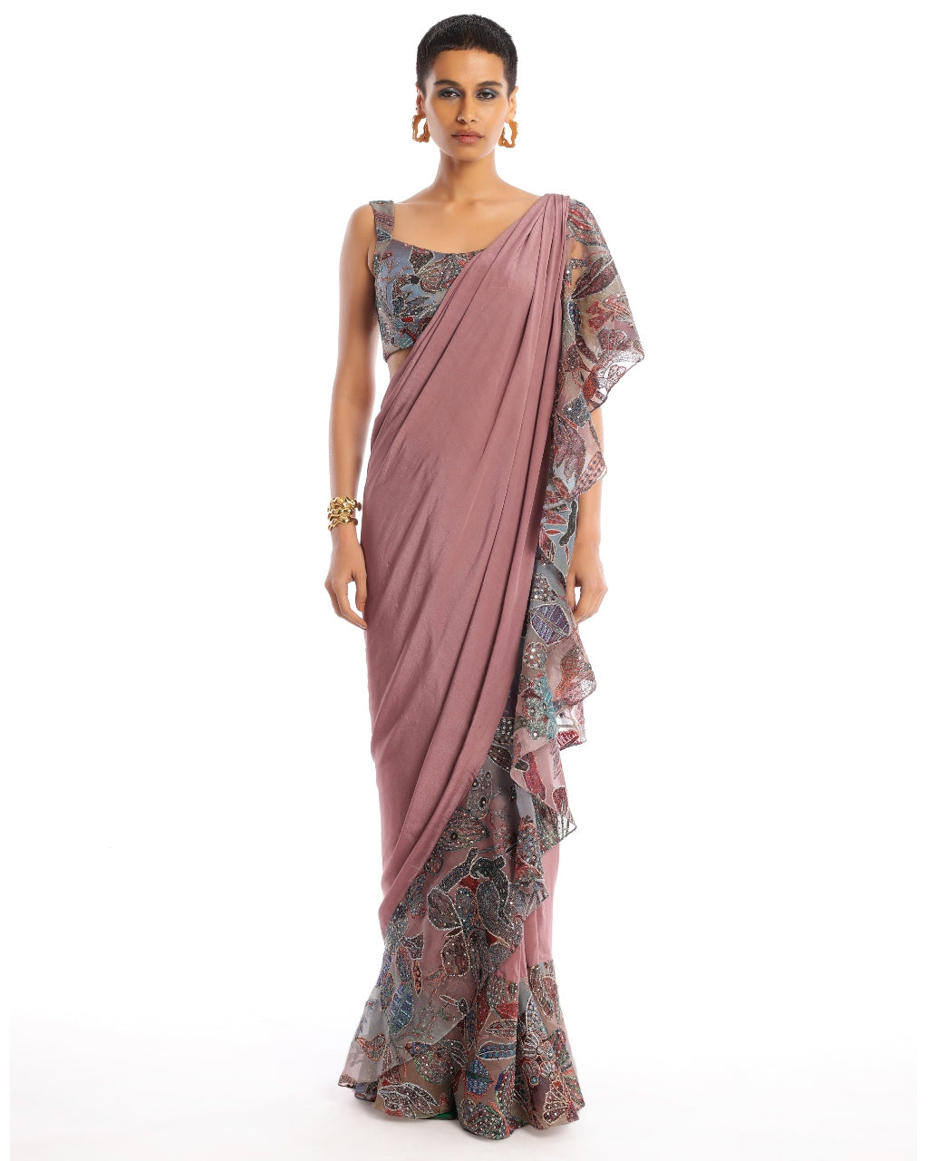 Rose Quartz Amber Sari Set