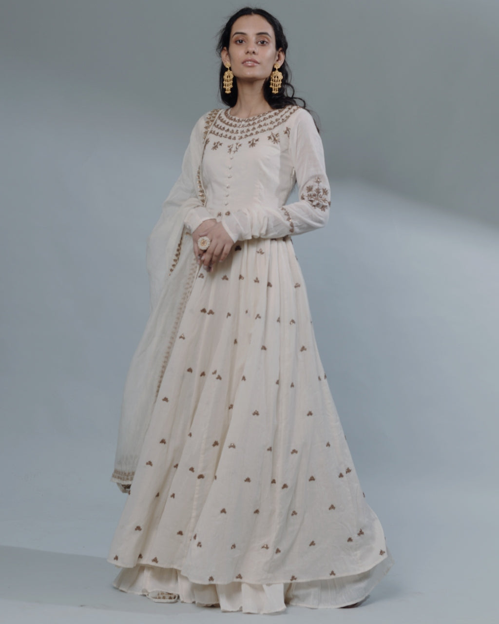 White Dori Embellished Anarkali