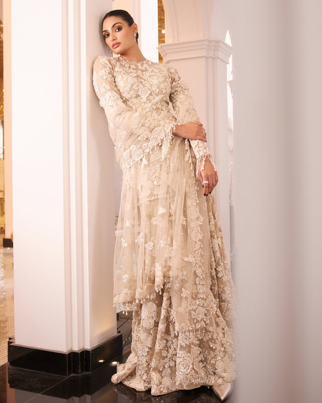 Almond Colour Lehenga Reception Dress for Indian Bride