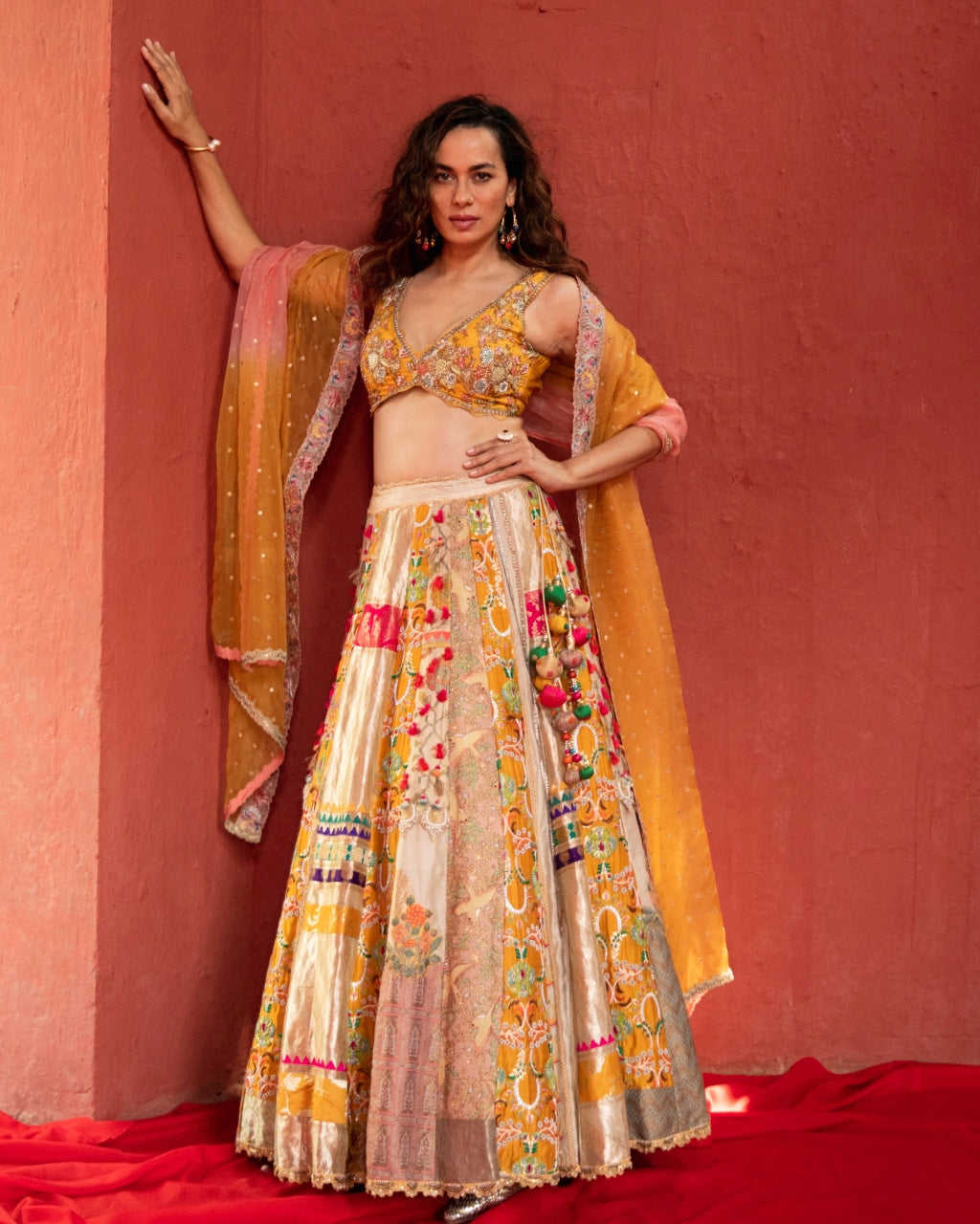 Multicolor Panel Lehenga Set