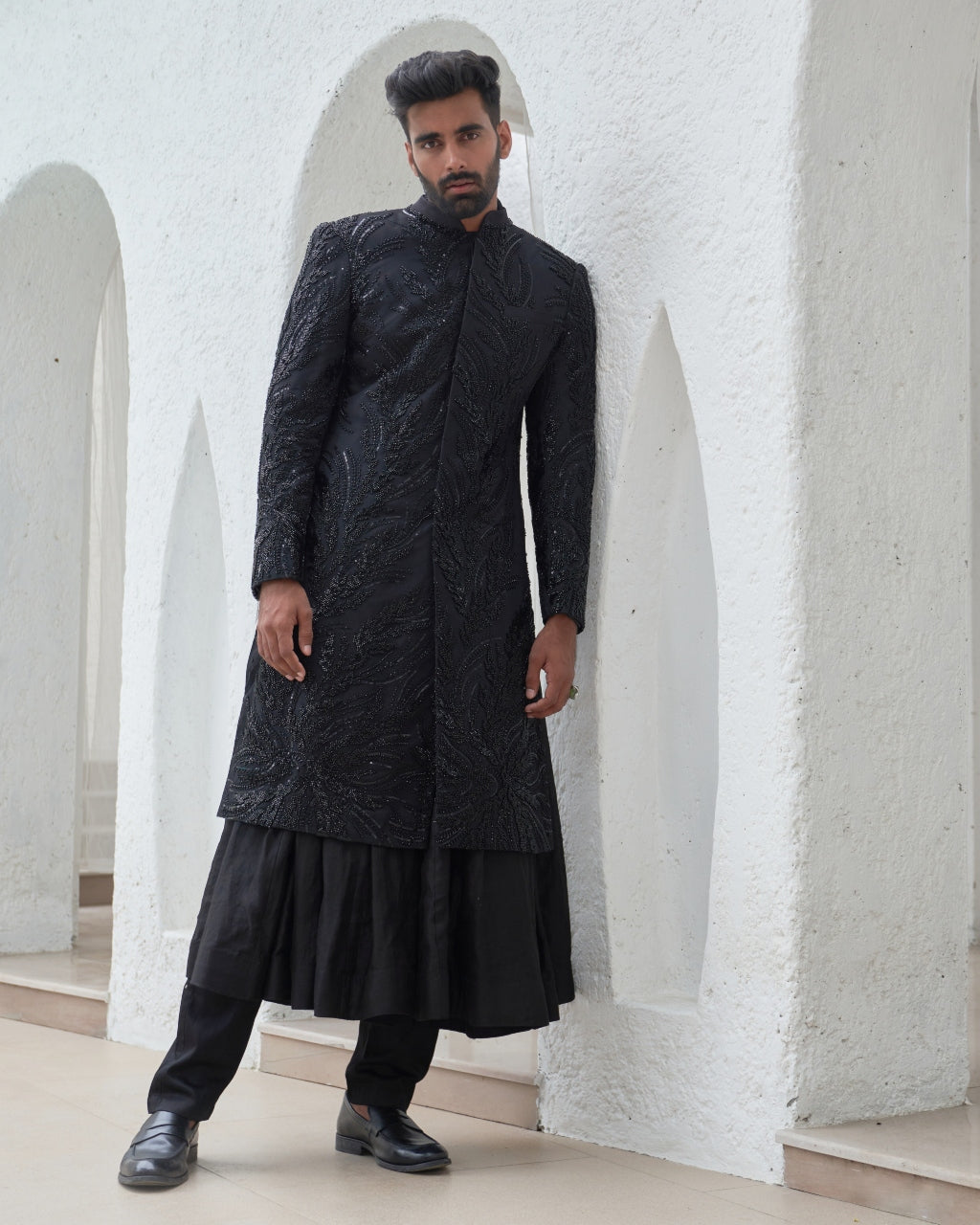 Zabir Embroidered Sherwani Angrakha Set