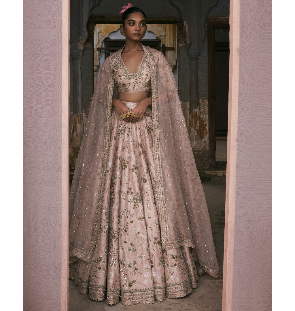 Aari And Dabka Jaal Lehenga Set