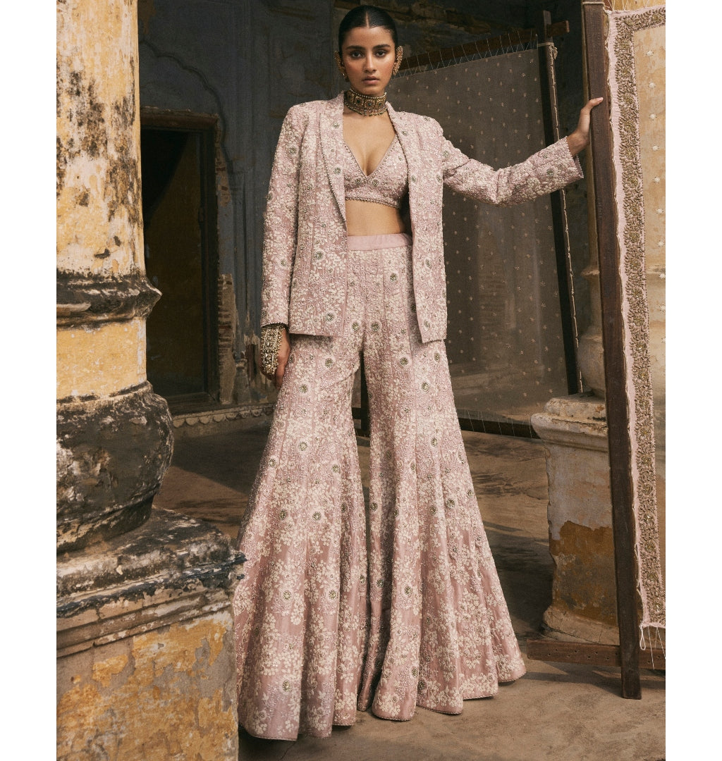 Pink Dori Work Jacket And Sharara Set