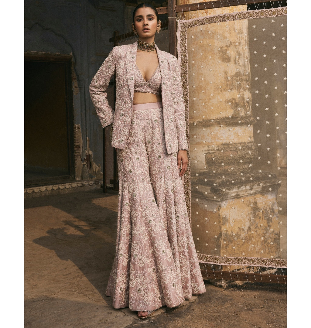 Pink Dori Work Jacket And Sharara Set