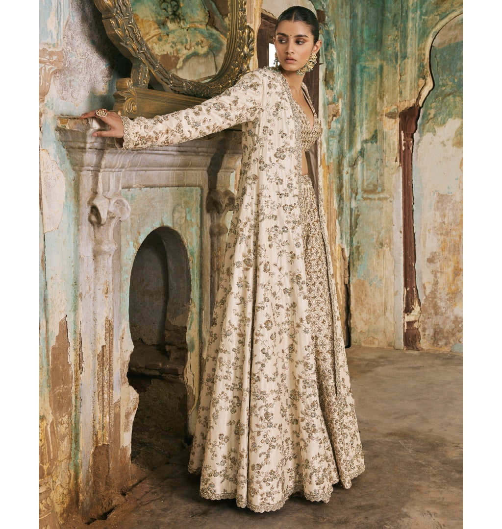 Ivory Jacket And Sharara Set