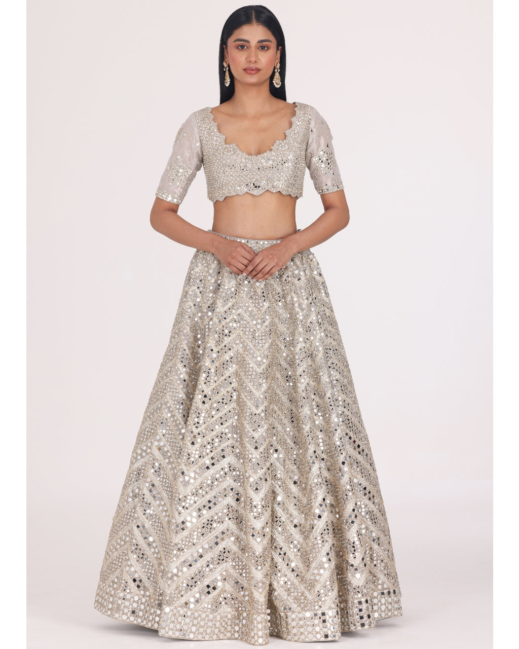 Linear Pattern Embellished Lehenga Set