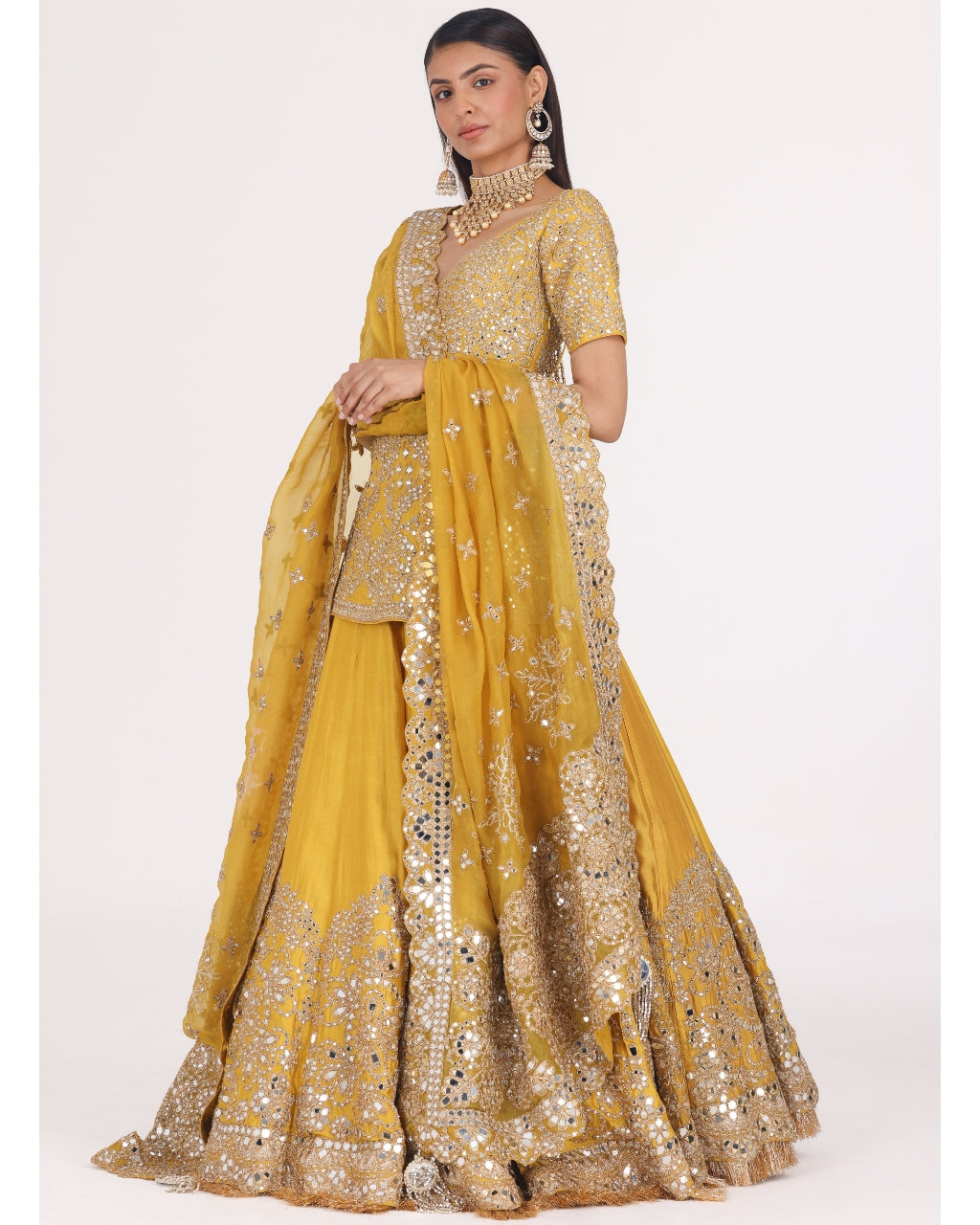 Goldenrod Haldi Embellished Lehenga Set