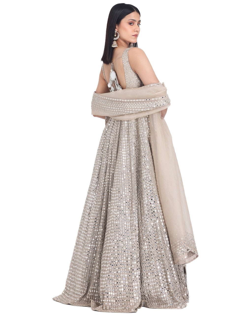 Moon Grey Anarkali Set