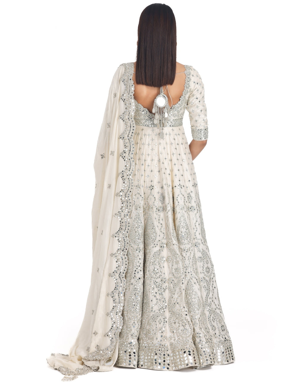 Pearl Ivory V-Neck Anarkali Set