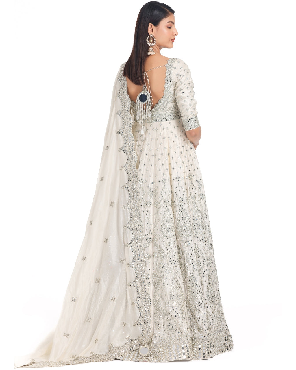 Pearl Ivory V-Neck Anarkali Set