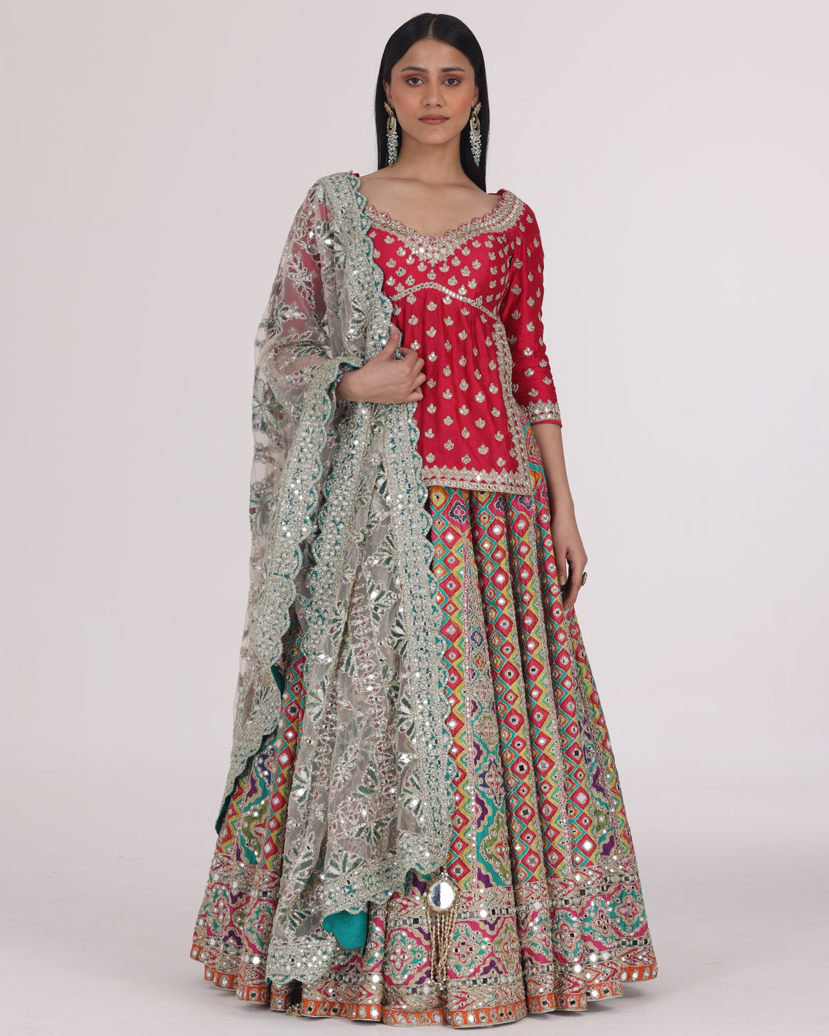 Multicolour Begam Choli Lehenga Set