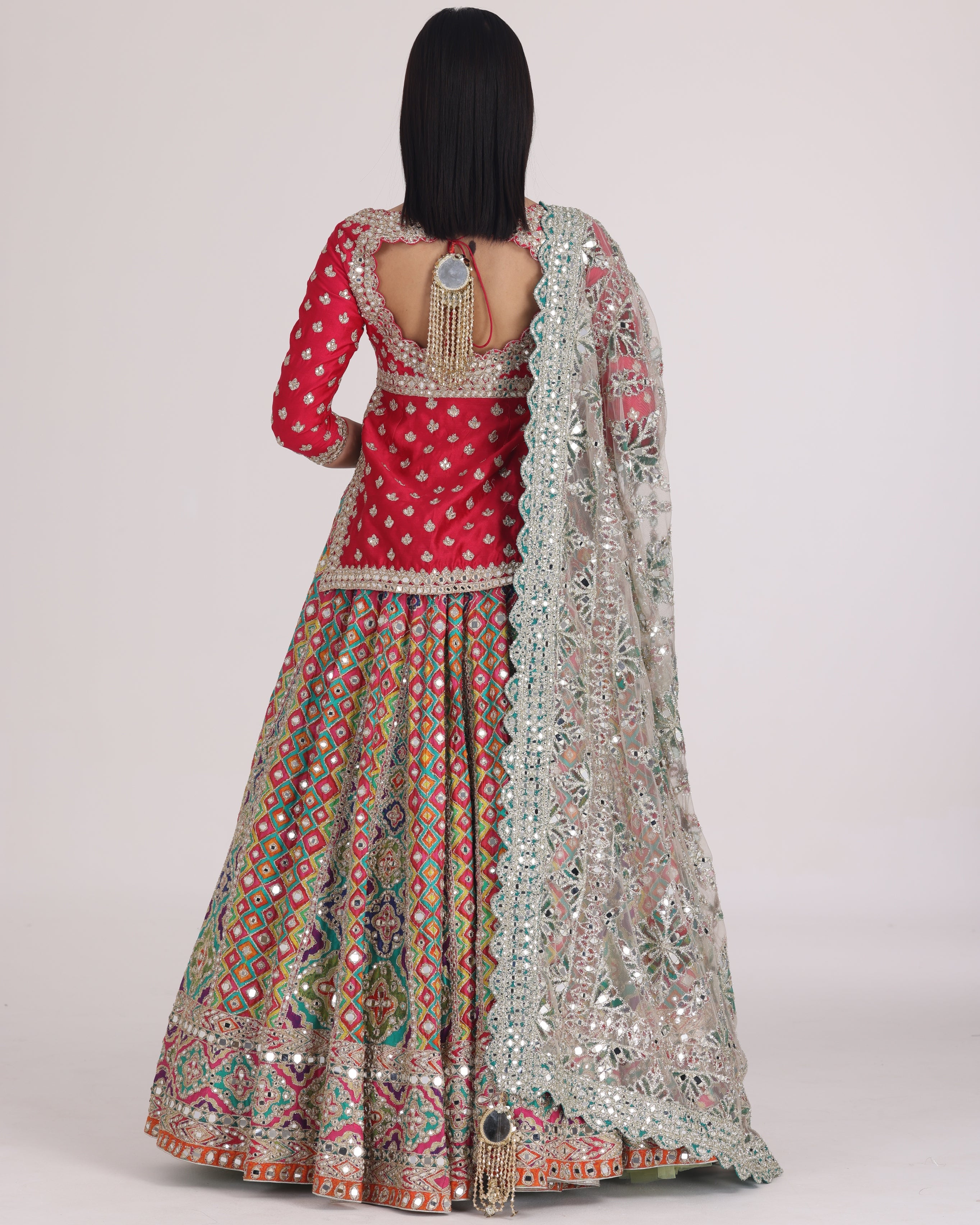 Multicolour Begam Choli Lehenga Set