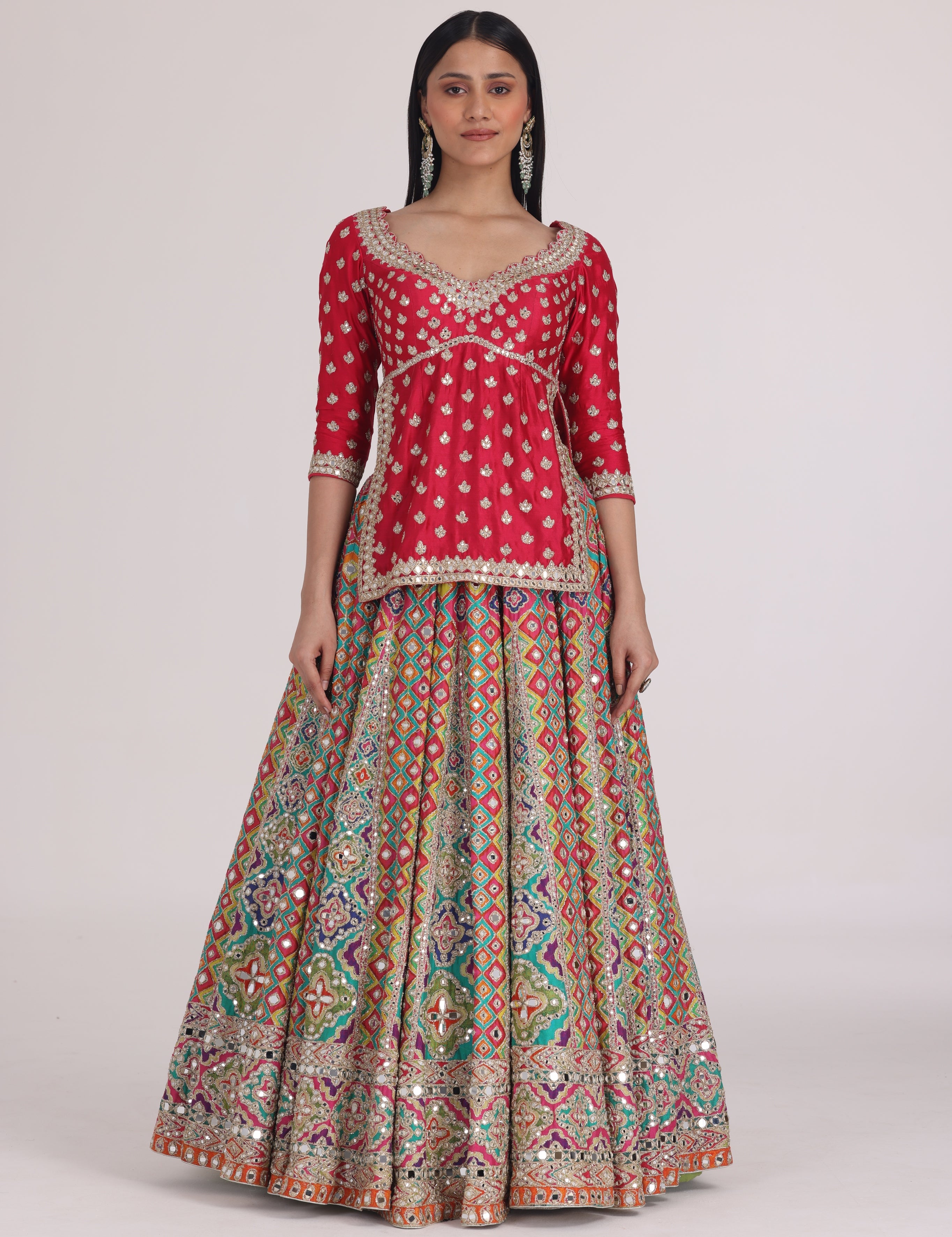 Multicolour Begam Choli Lehenga Set