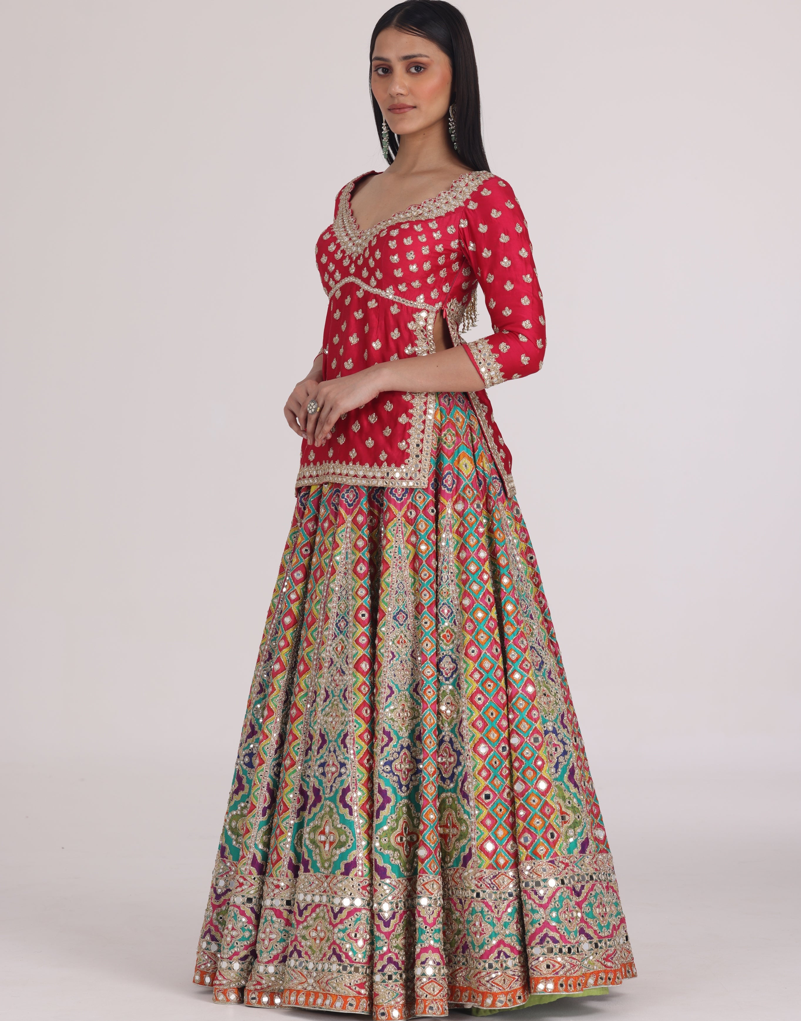 Multicolour Begam Choli Lehenga Set